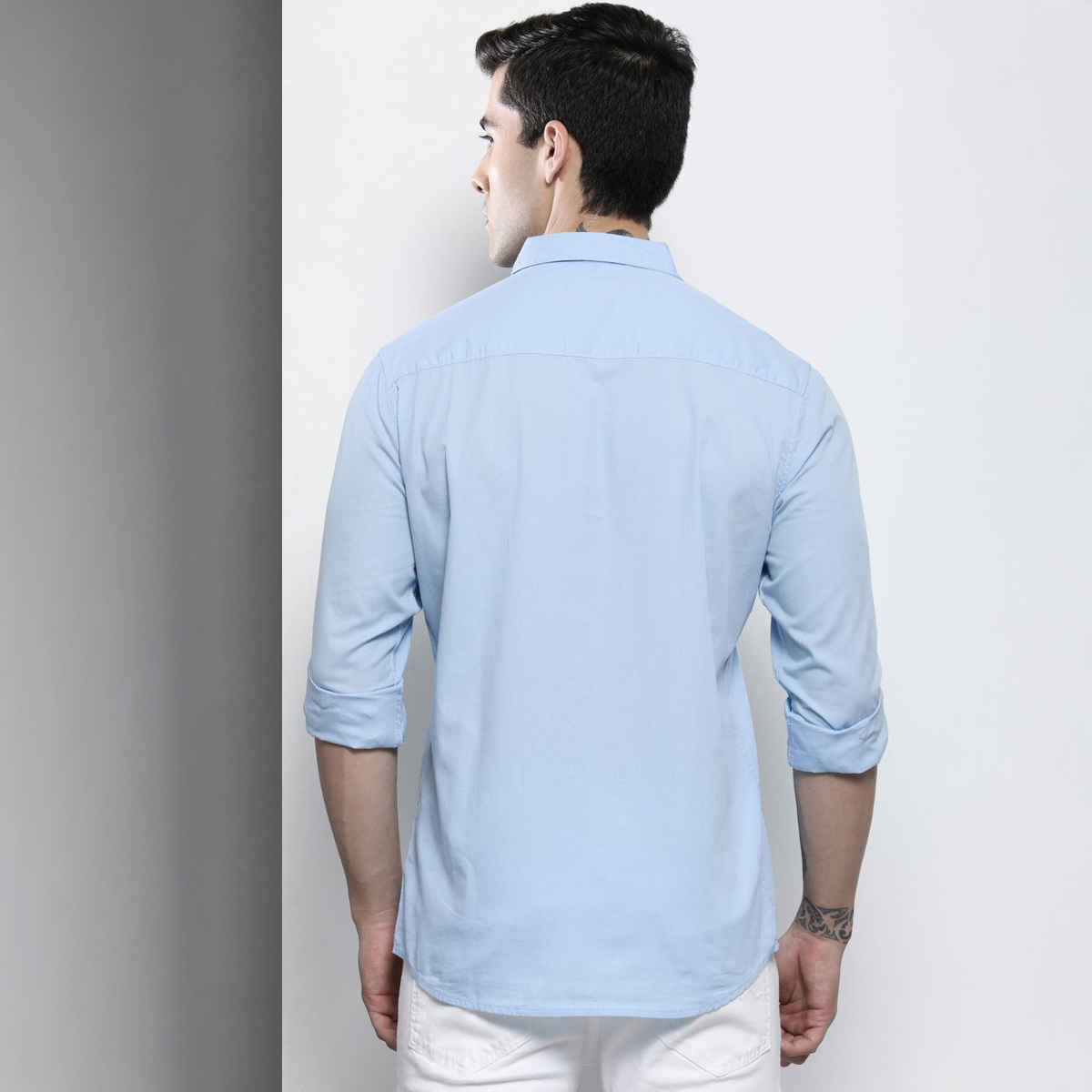 The Indian Garage Co Men's Slim Fit Solid Casual Shirt | Blue - XL