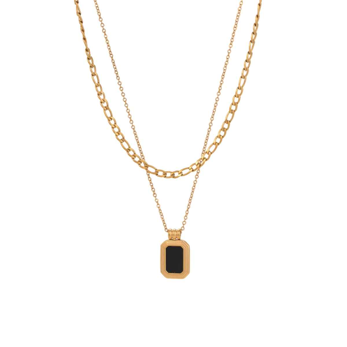 Palmonas Black Onyx Two Layer Necklace for Women | Waterproof and Anti-Tarnish