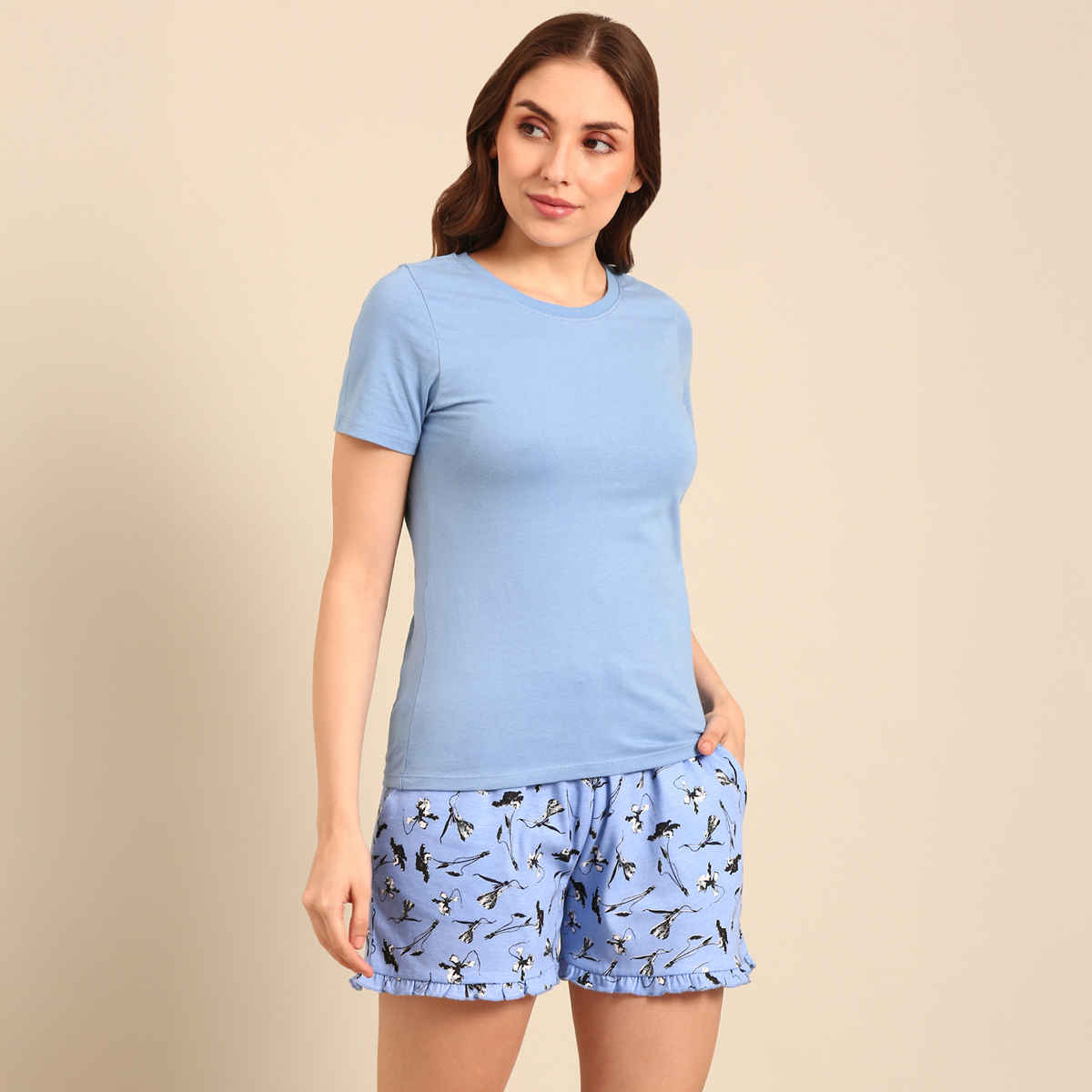 Pepe Jeans Womens Iris Lilac Premium Cotton Women Nightsuit - Pack of 1 (M) Comfort Fit