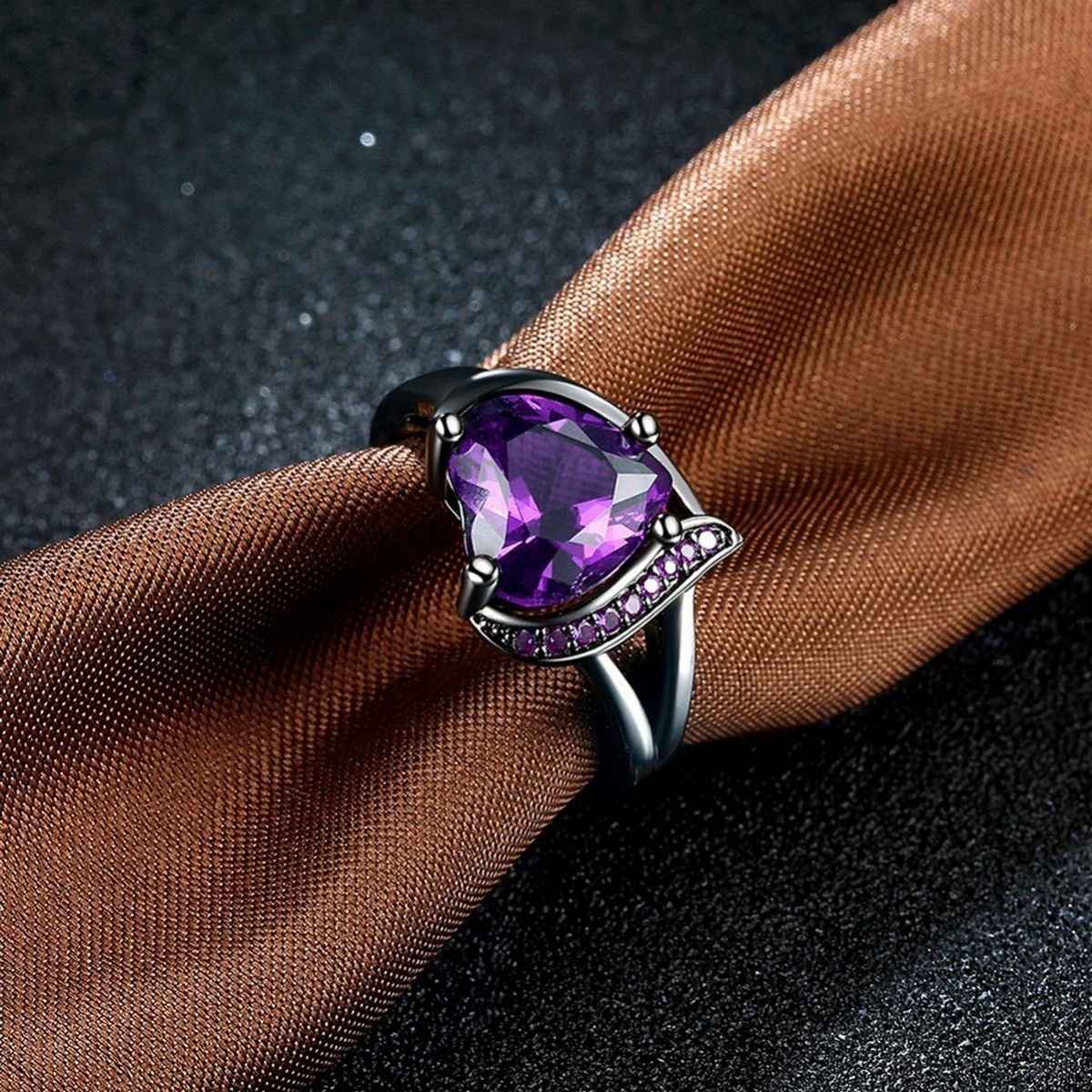 Fashion Frill Women's Solitaire Rings Purple Adjutable