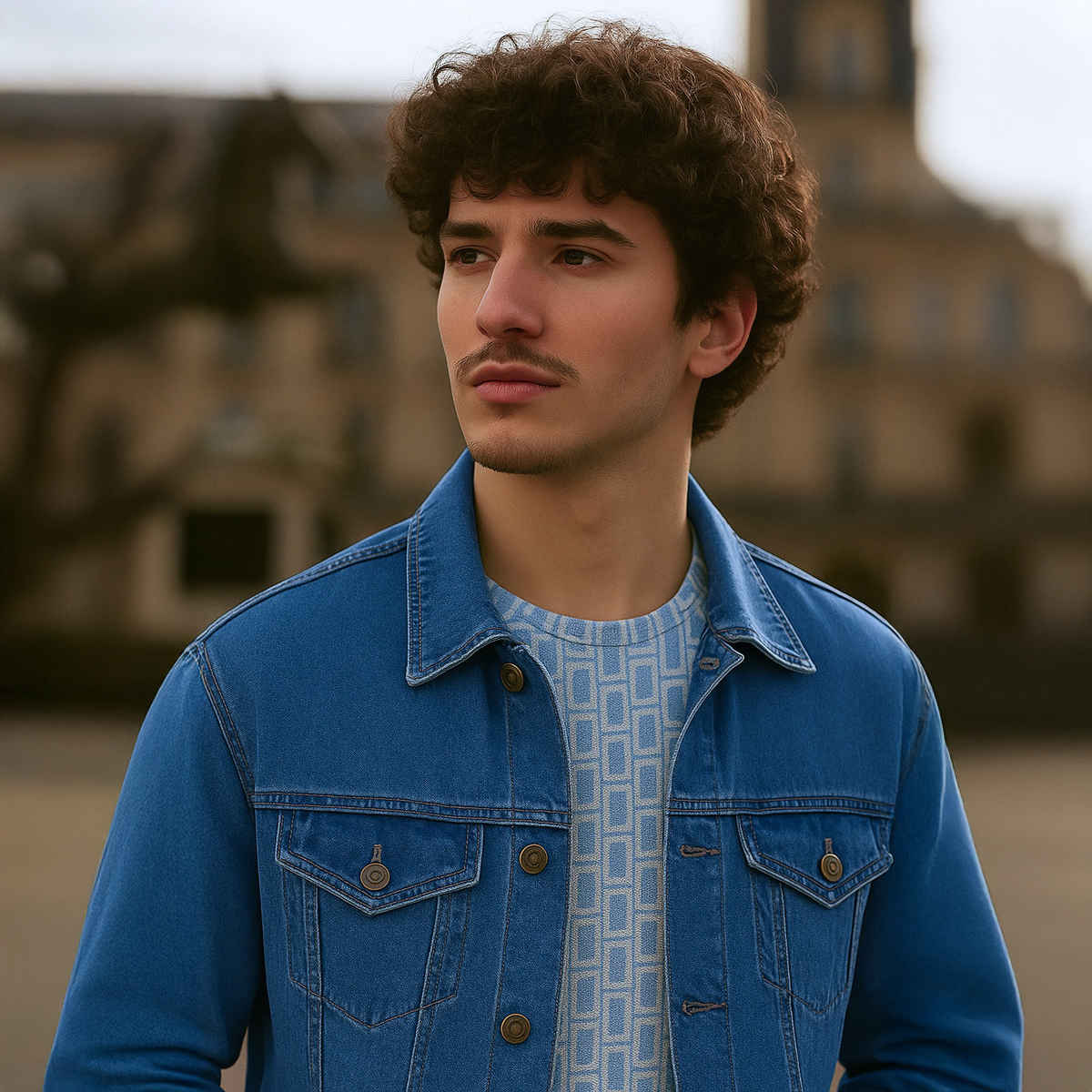 Ftx Men's Solid Regular Fit Full Sleeve Denim Jacket | Blue - M