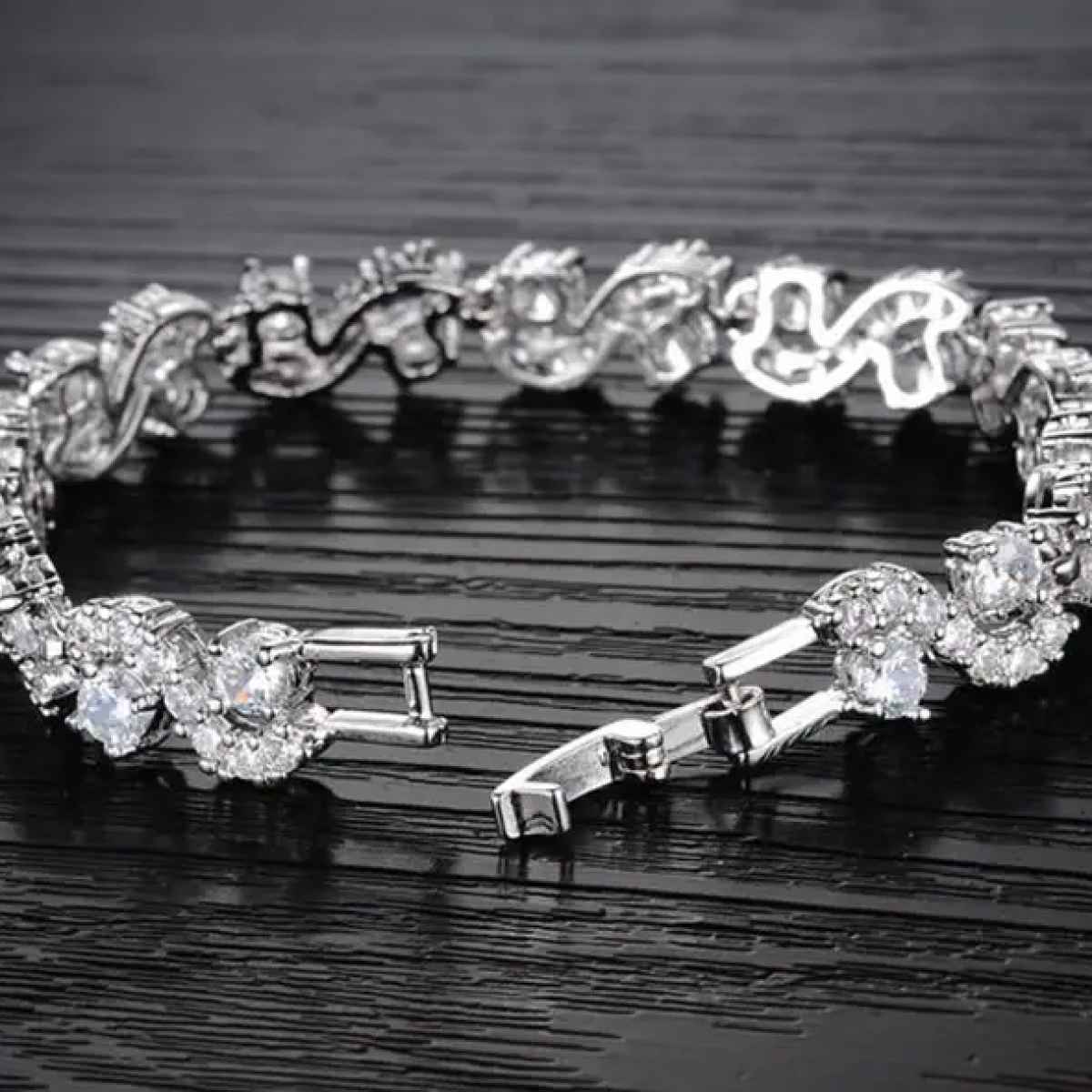 Shining Diva Fashion White Silver Plated Cubic Zirconia Aaa Crystal Bracelet for Women | 10950b