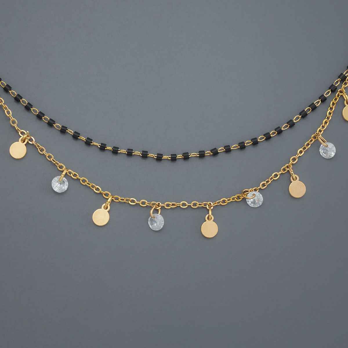 Kushal s Fashion Jewellery White Gold-Plated Zircon Trendy Mangalsutra | 441316