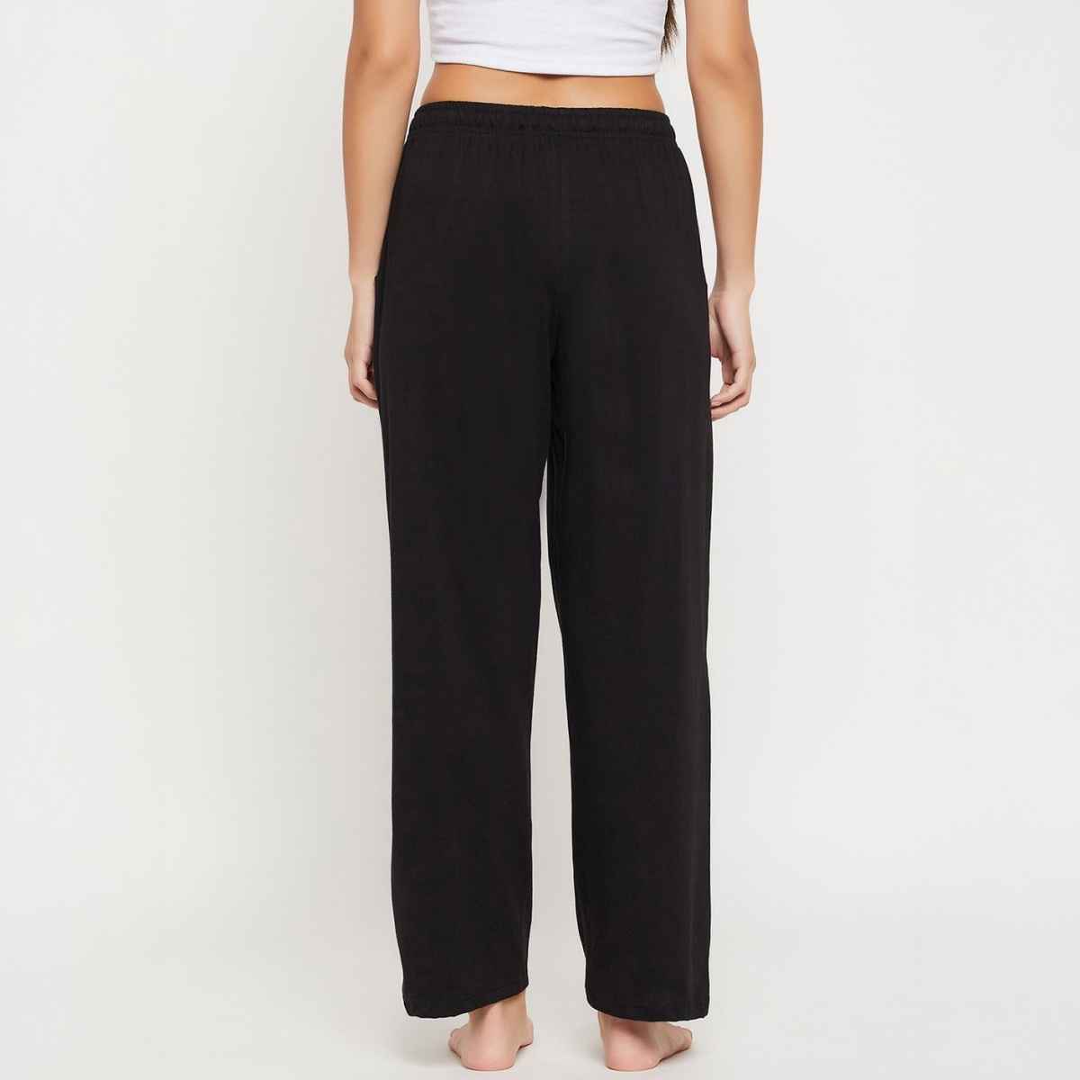 Clovia Women's Cotton Rich Pyjama | Black - 2XL