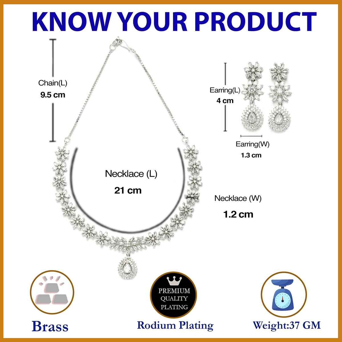 Zeneme Rhodium-Plated Ad Jewellery Set For Women & Girls