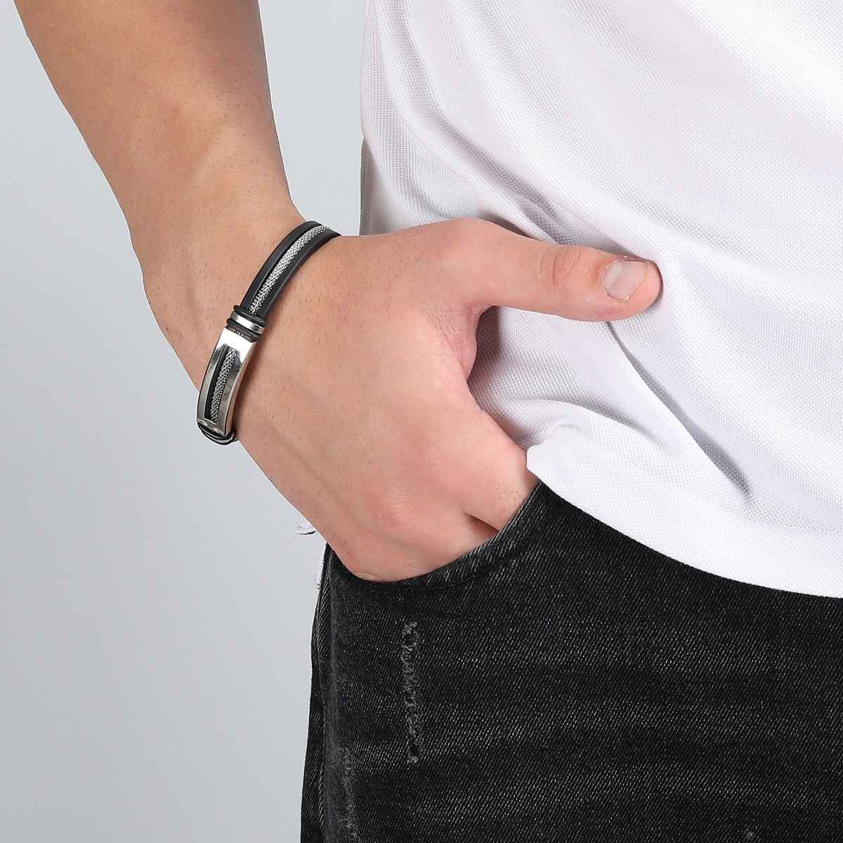 Fashion Frill Men's Buckle Bracelet Silver Onesize