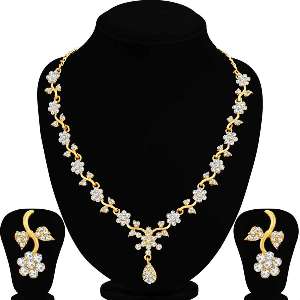 Sukkhi Ethnic Floral Gold Plated Floral Necklace Set For Women