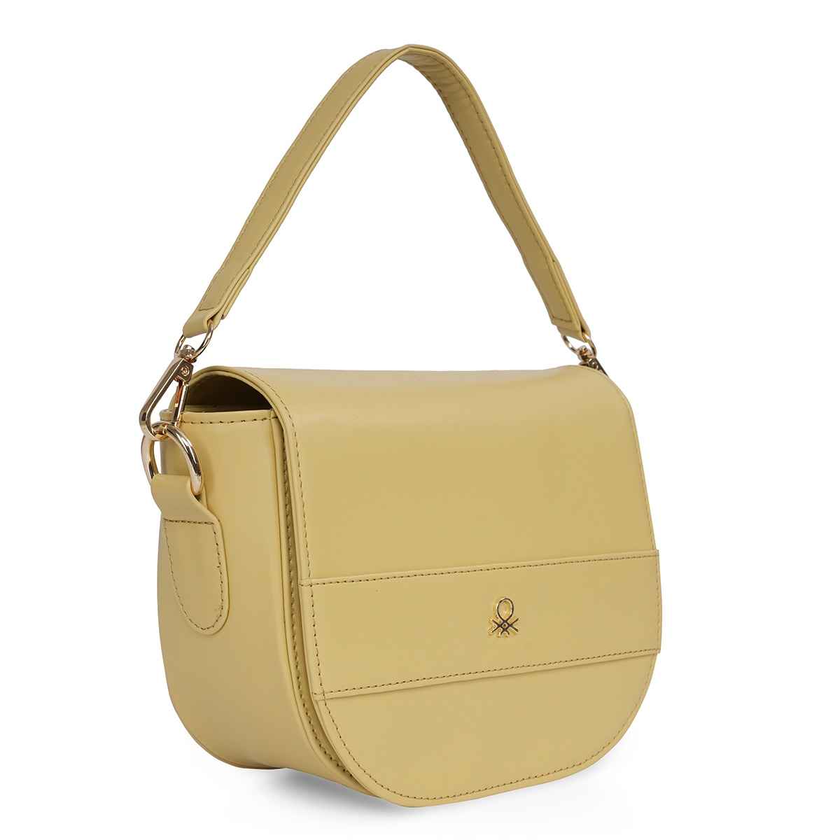 United Colors Of Benetton Women's Solid PU 2 L Sling Handbag | Butter - Free Size
