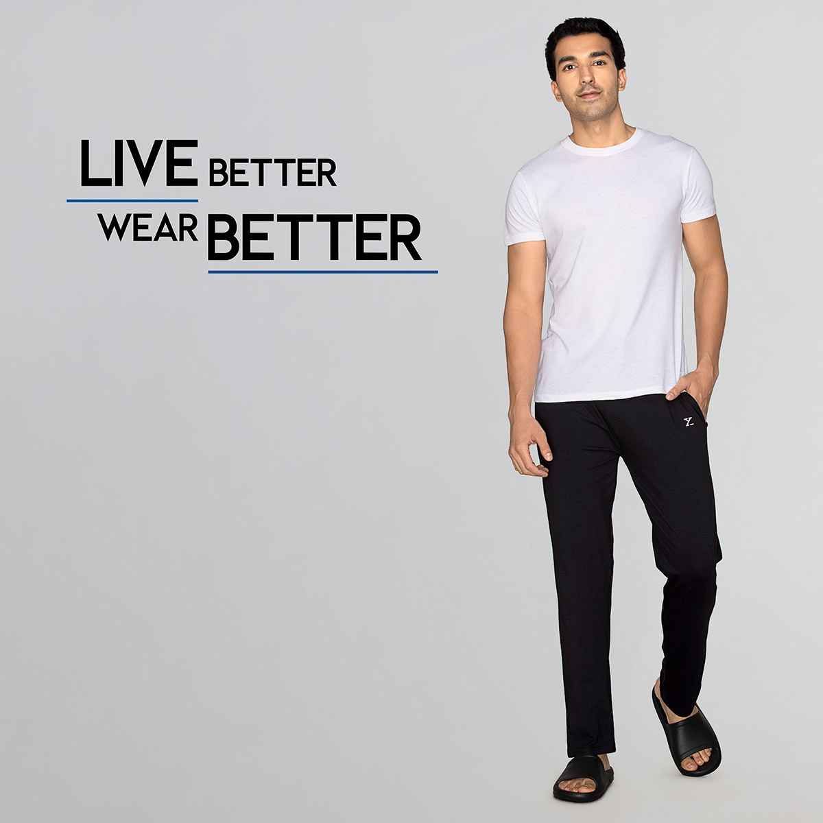 XYXX Ace IntelliSoft Cotton Modal Solid Loungewear Relaxed Fit | 2 Zipper Side pockets | Black- S