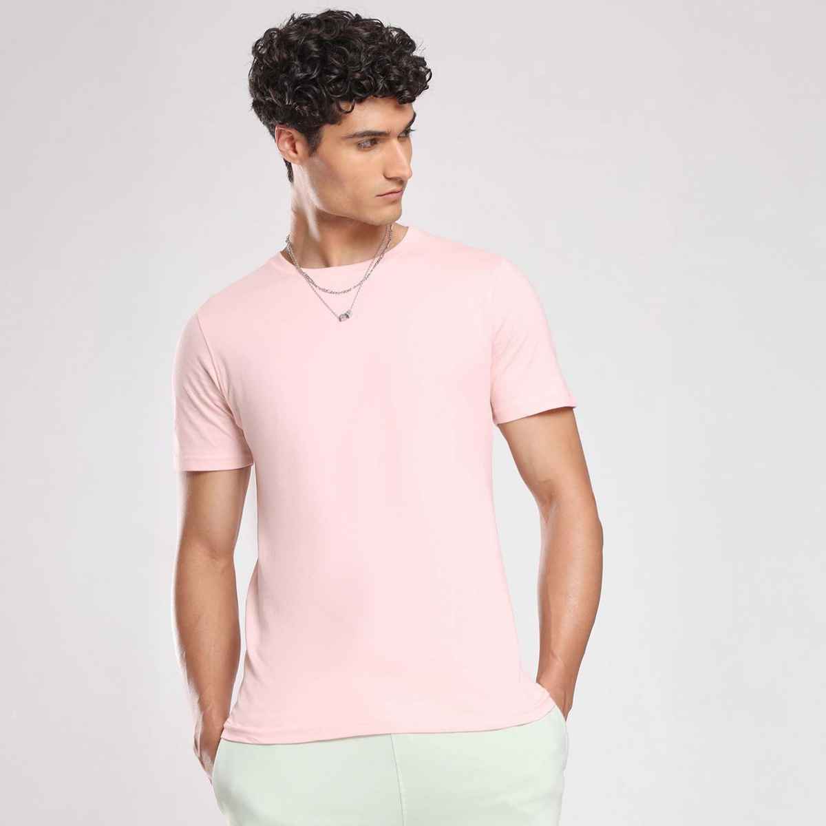 Nobero Men's Plain Classic Fit T-shirt | Blush - L