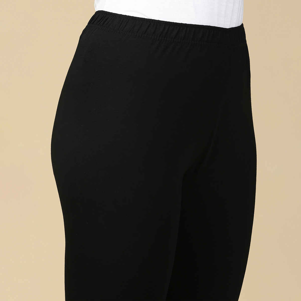 PYNK By Lux Cozi Flexi-Fit 360 Stretch Ankle Length Premium Cotton Leggings | Black|Free Size