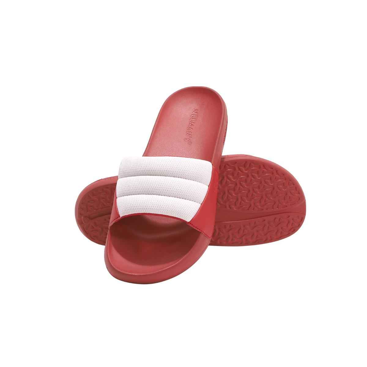 Neeman's Men's Squooshy Slides | White & Red - UK 10