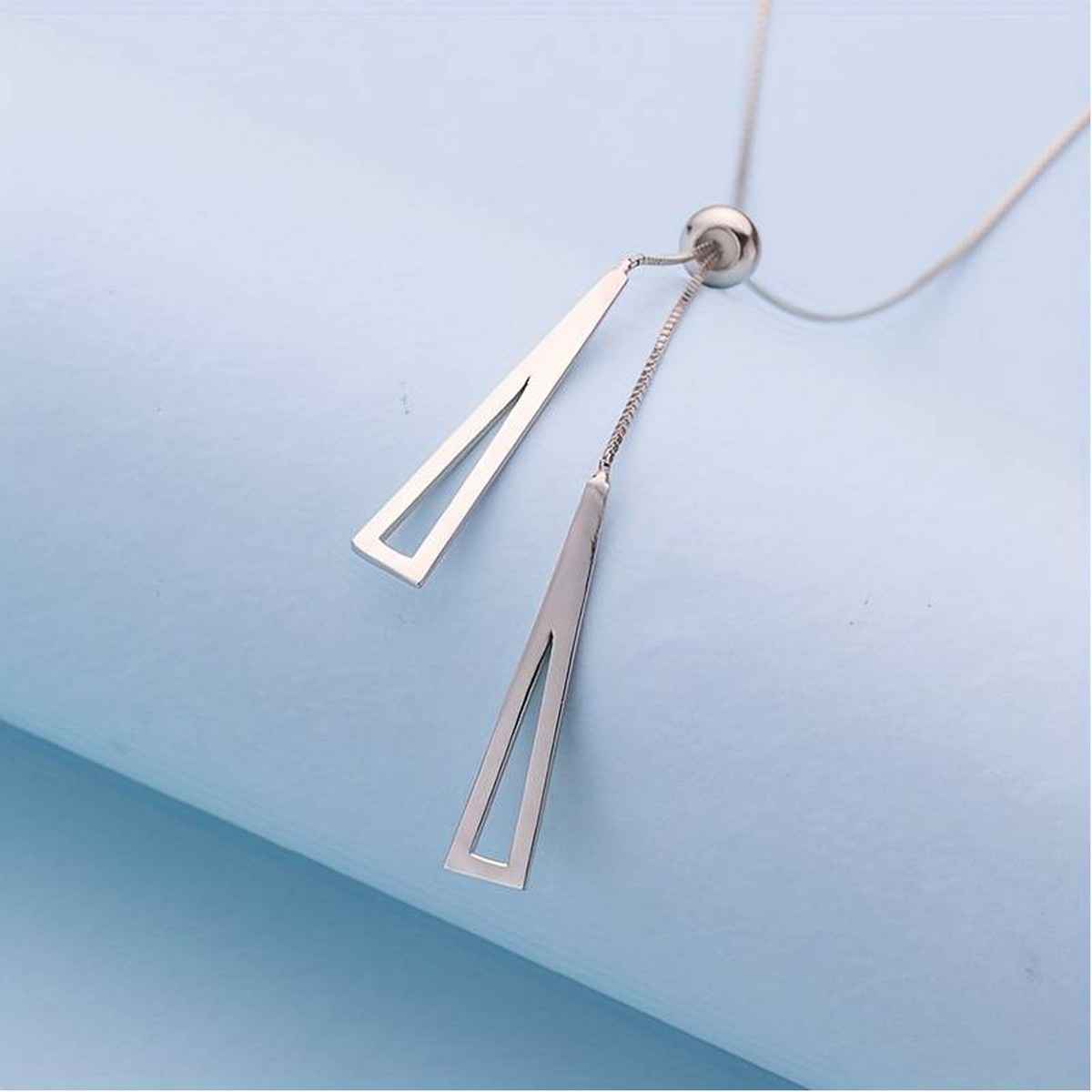 Fashion Frill Women's Long Triangle Pendant Chain Silver Onesize