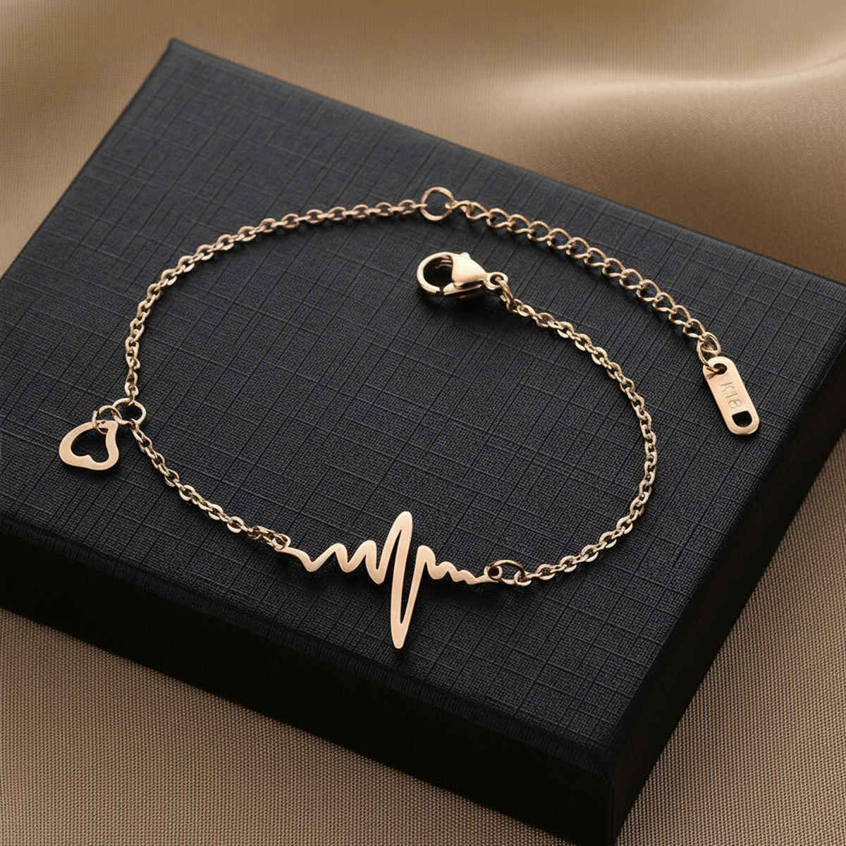 Fashion Frill Women's Heartbeat Anklet Rose Gold Onesize