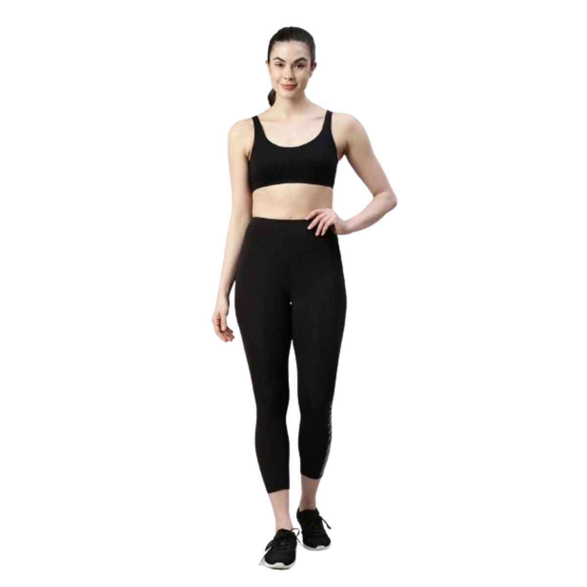 Enamor Women's SB06 Cotton Lounge Sports Bra | High Coverage | Non Padded | Wirefree | Black | L