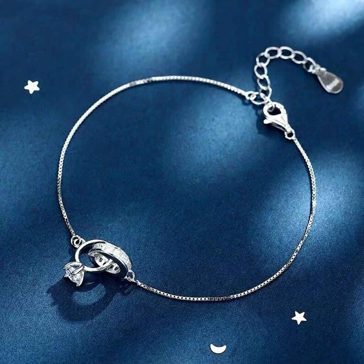 Fashion Frill Women Interlocking Rings Bracelet Silver Regular