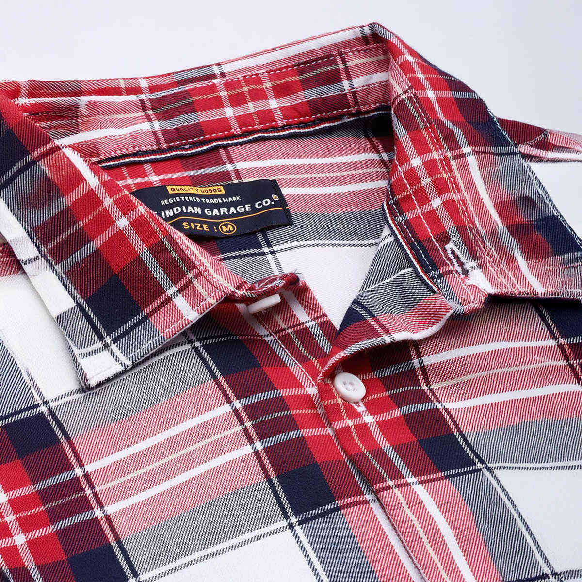 The Indian Garage Co Men's Regular Fit Checkered Casual Shirt | Red - S