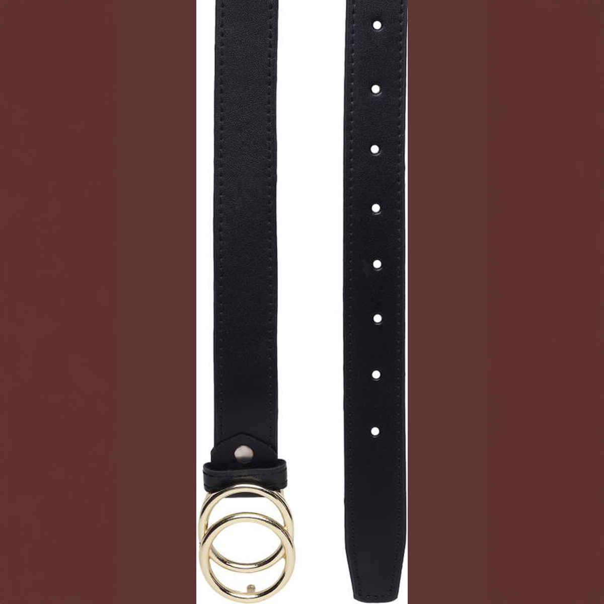 Kaezri Artificial Leather Black Belt for Women | Kata women oo - 36