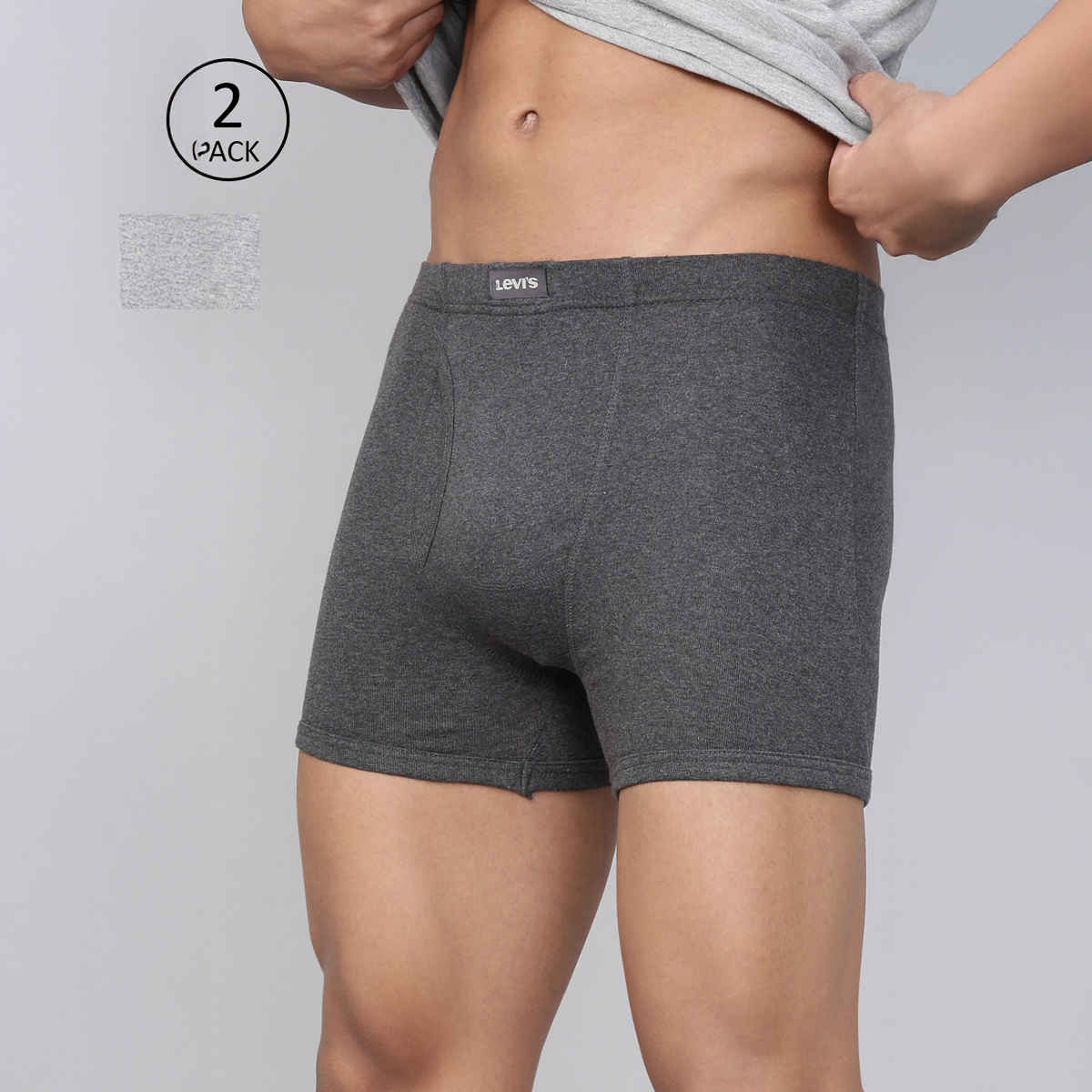 Levi's 010 Men's Comfort Boxer Brief | Contoured Double Pouch | Pack of 2 | Lt. Grey Mel,D. Grey Mel | XL