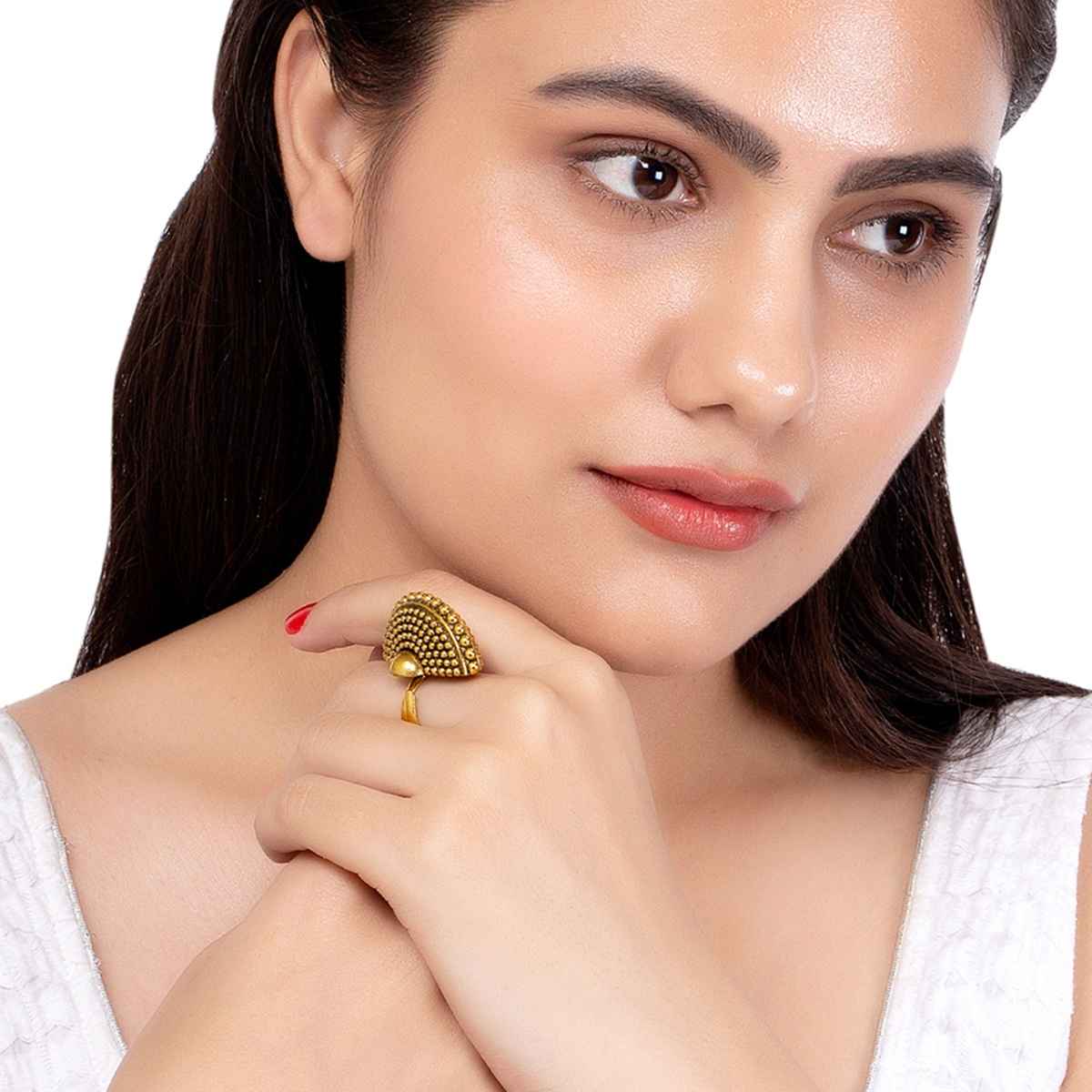 Voylla Rava Ball Oxidized Statement Ring