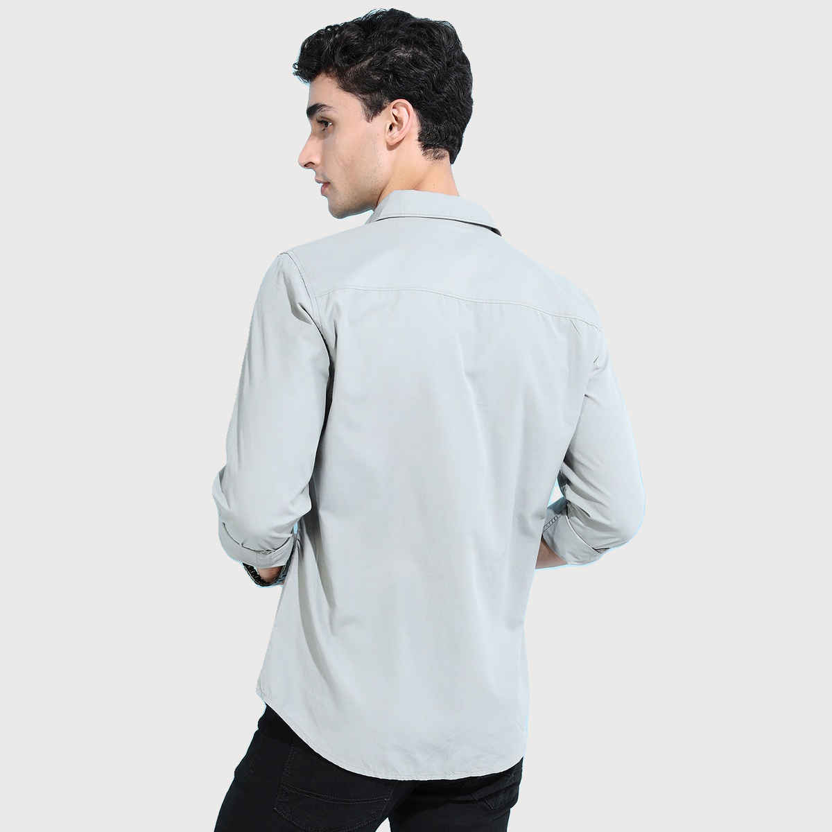 Ketch Grey Solid Slim Fit Casual Shirt | Grey | M