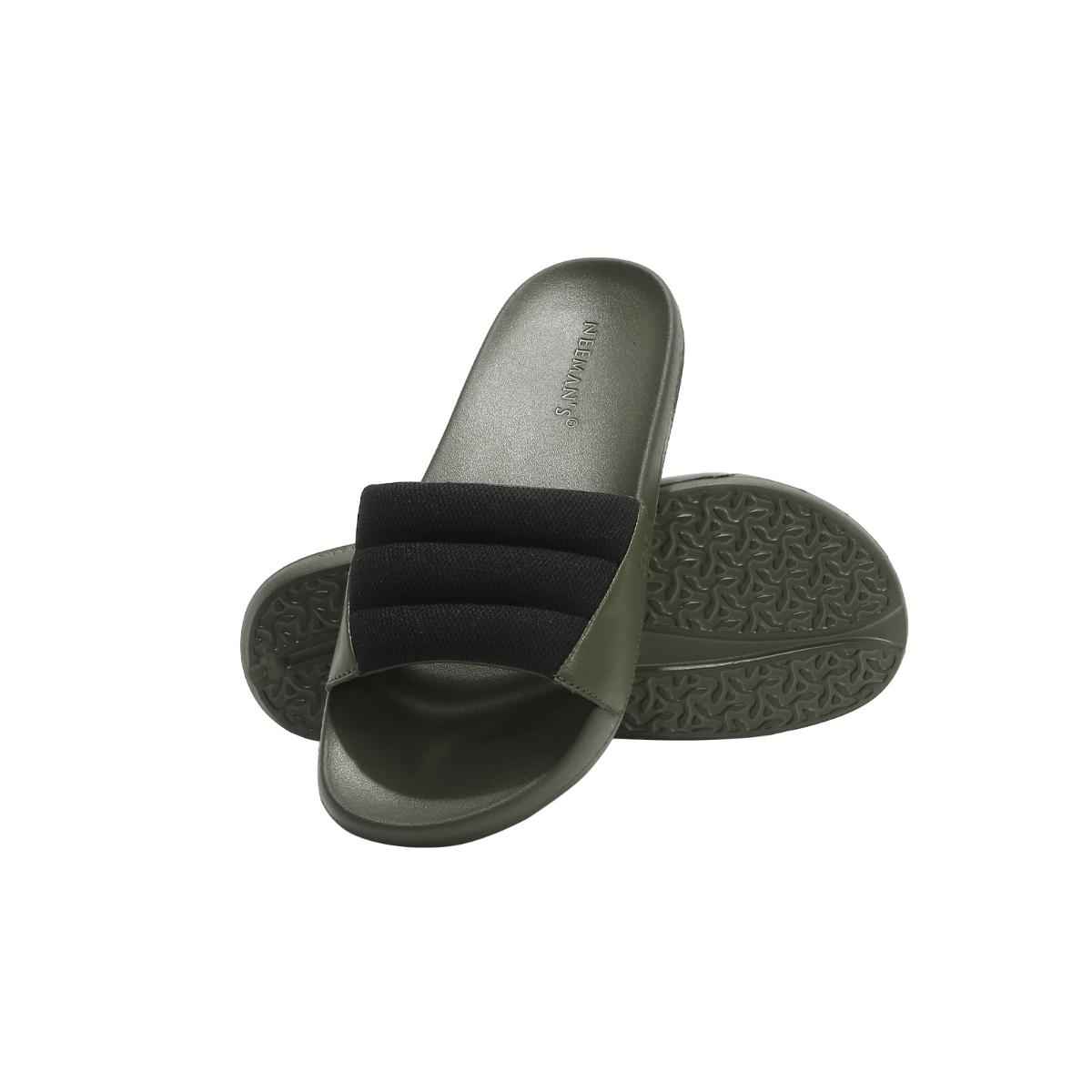 Neeman's Men's Squooshy Slides | Black & Olive - UK 8