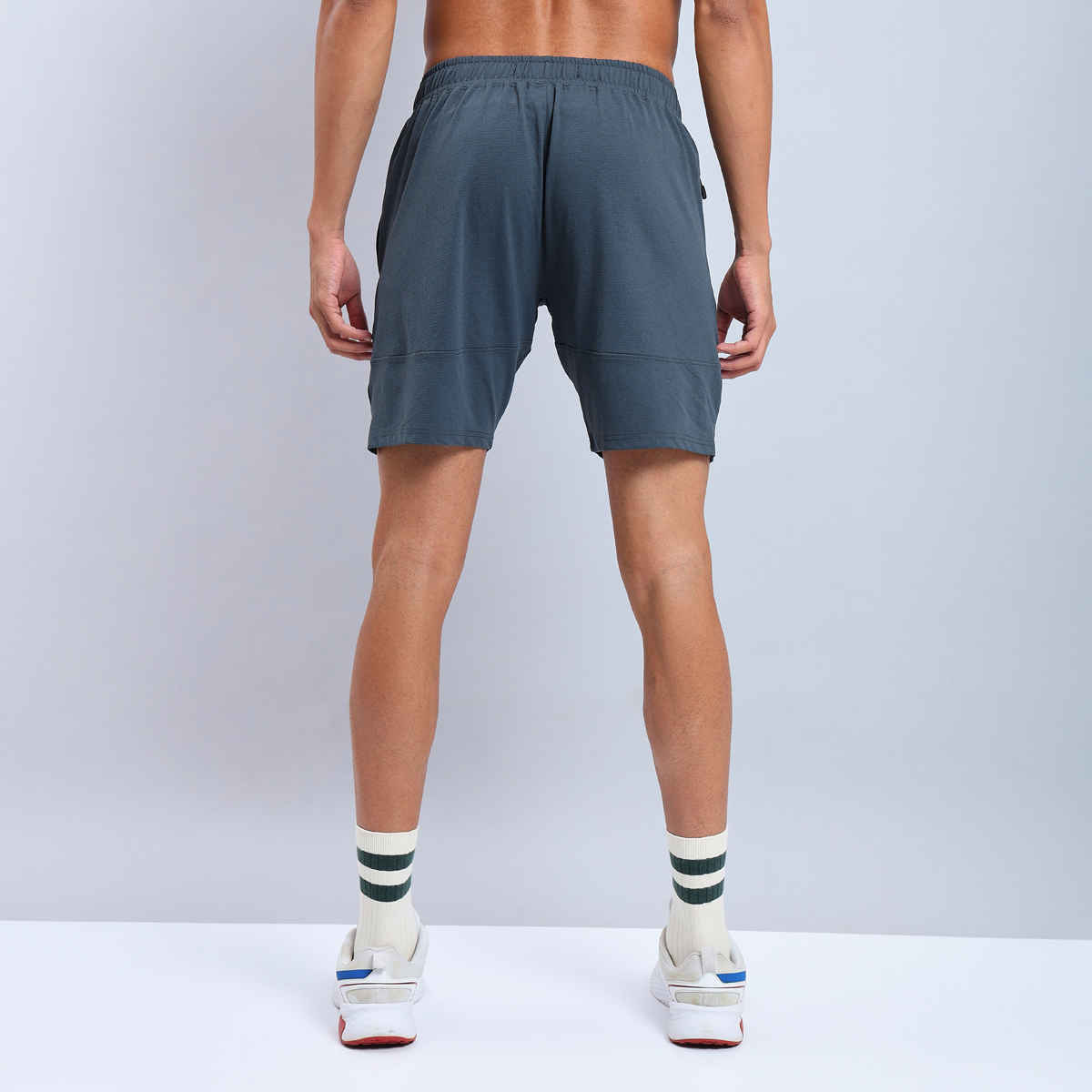 Technosport Men Poly Solid Relax Fit Sports Shorts with ELASTO LITE | Dark Carbon | XXL