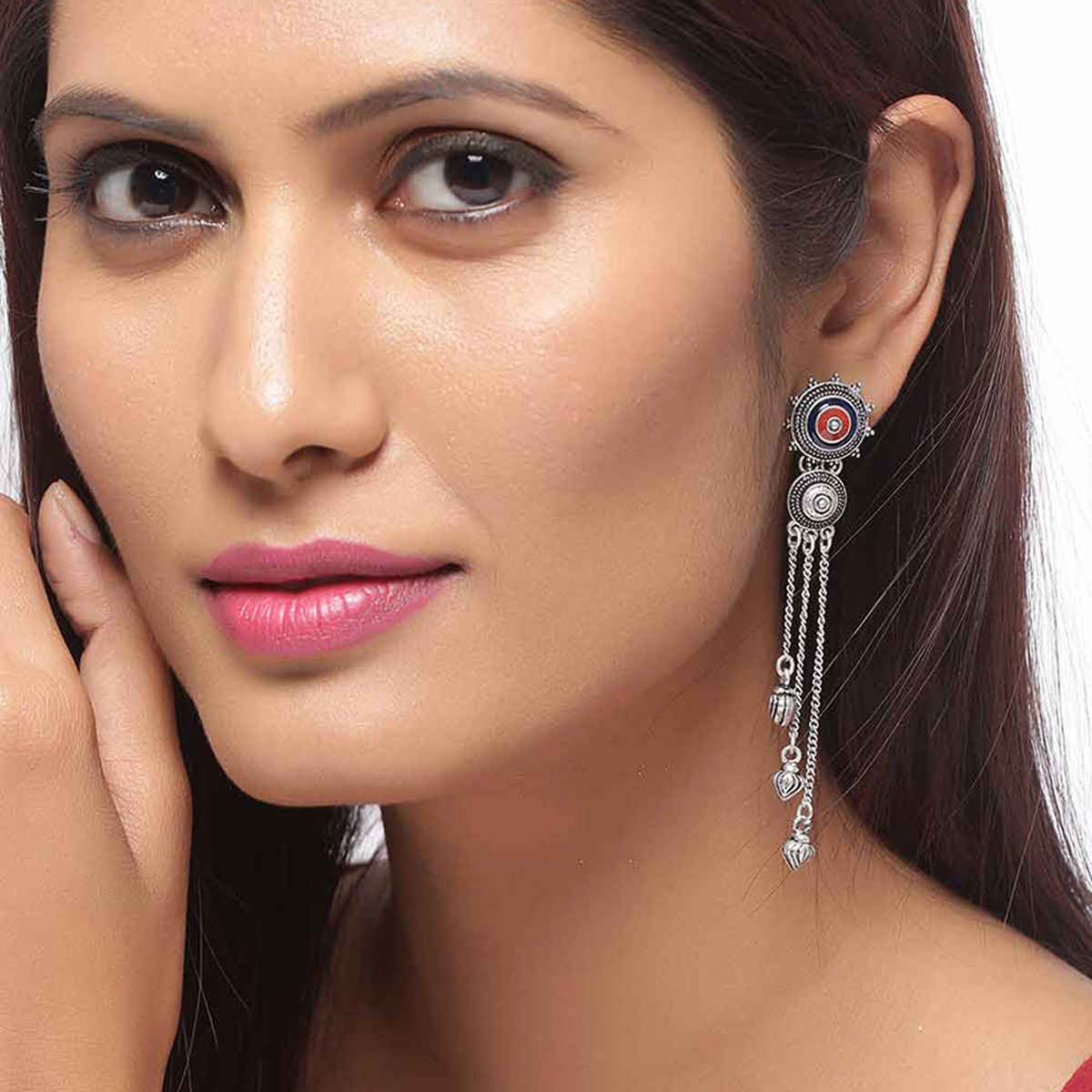 Voylla Mandala Tassels Drop Earrings