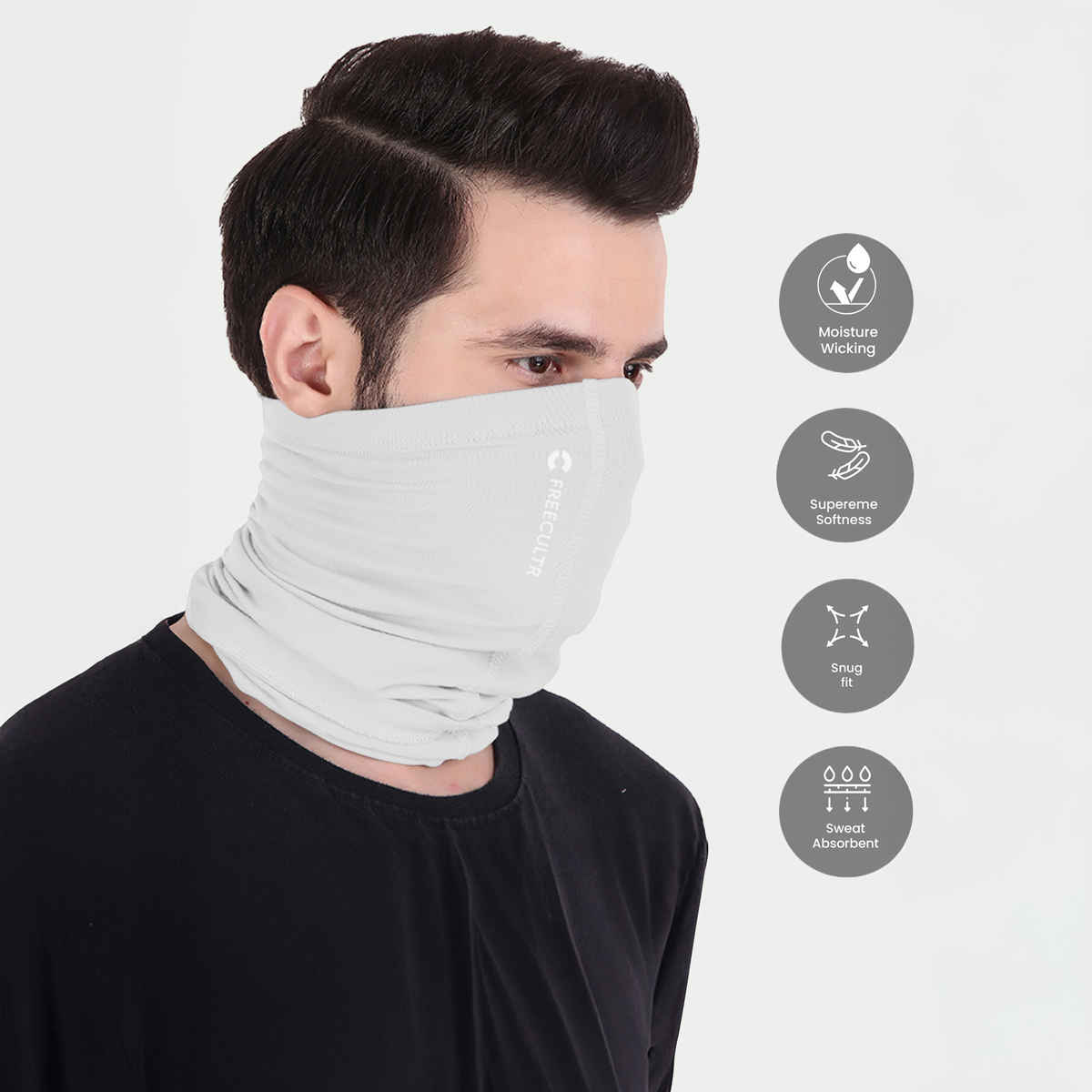 Freecultr Unisex Bamboo Bandana | White - Free Size