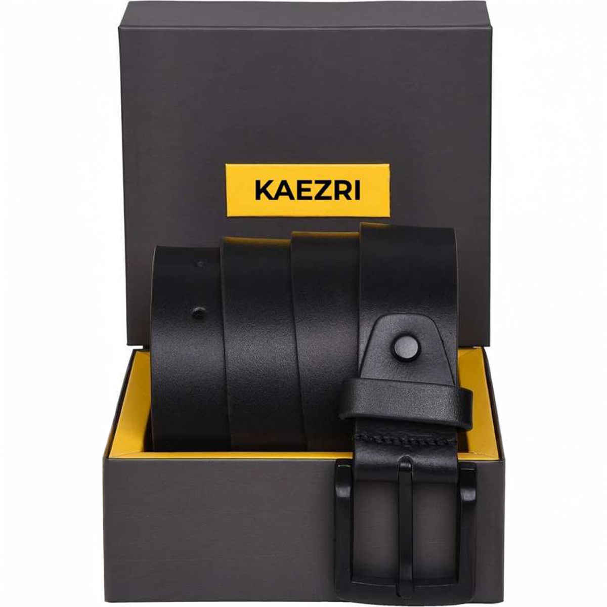 Kaezri Genuine Leather Black Buckle Belt for Men | Katabbd - 32