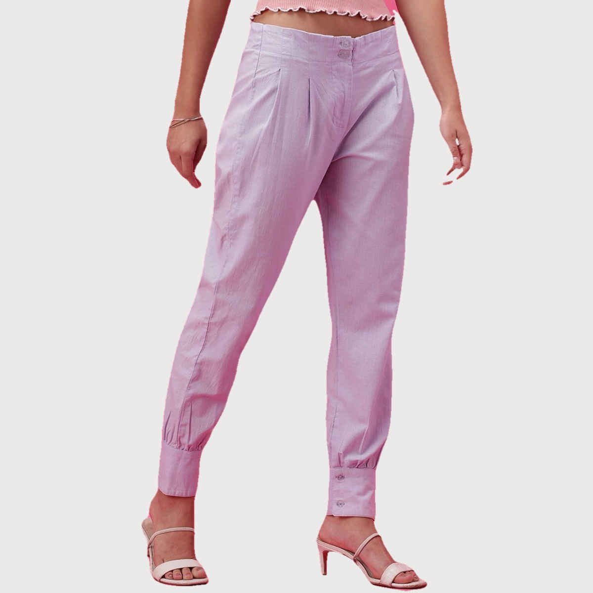 Freehand Women's Casual Tapered Pleated Pants - Orchid Petal | Solid | 28