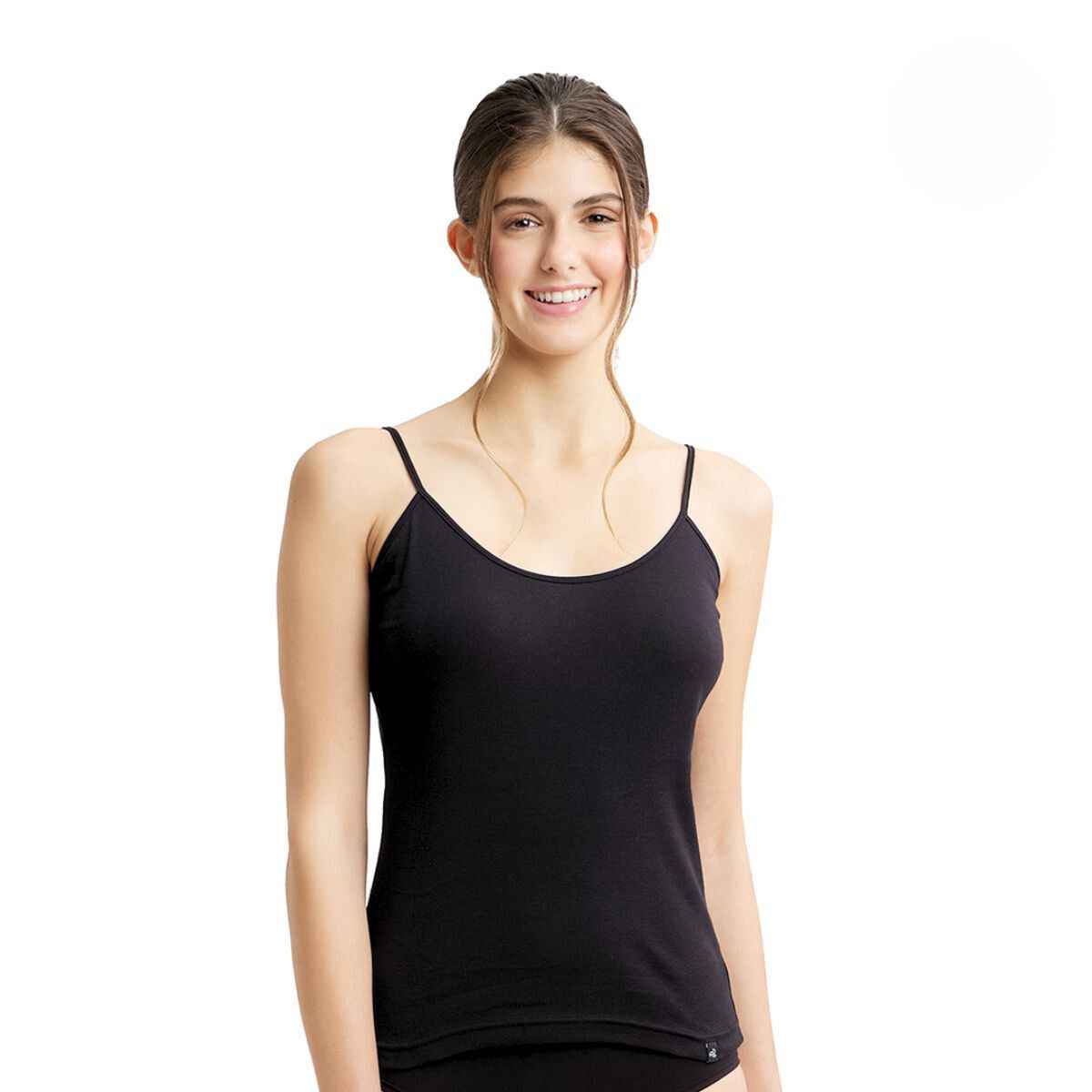 Jockey 1487 Women's Super Combed Cotton Rib Camisole|Adjustable Straps | Black-L