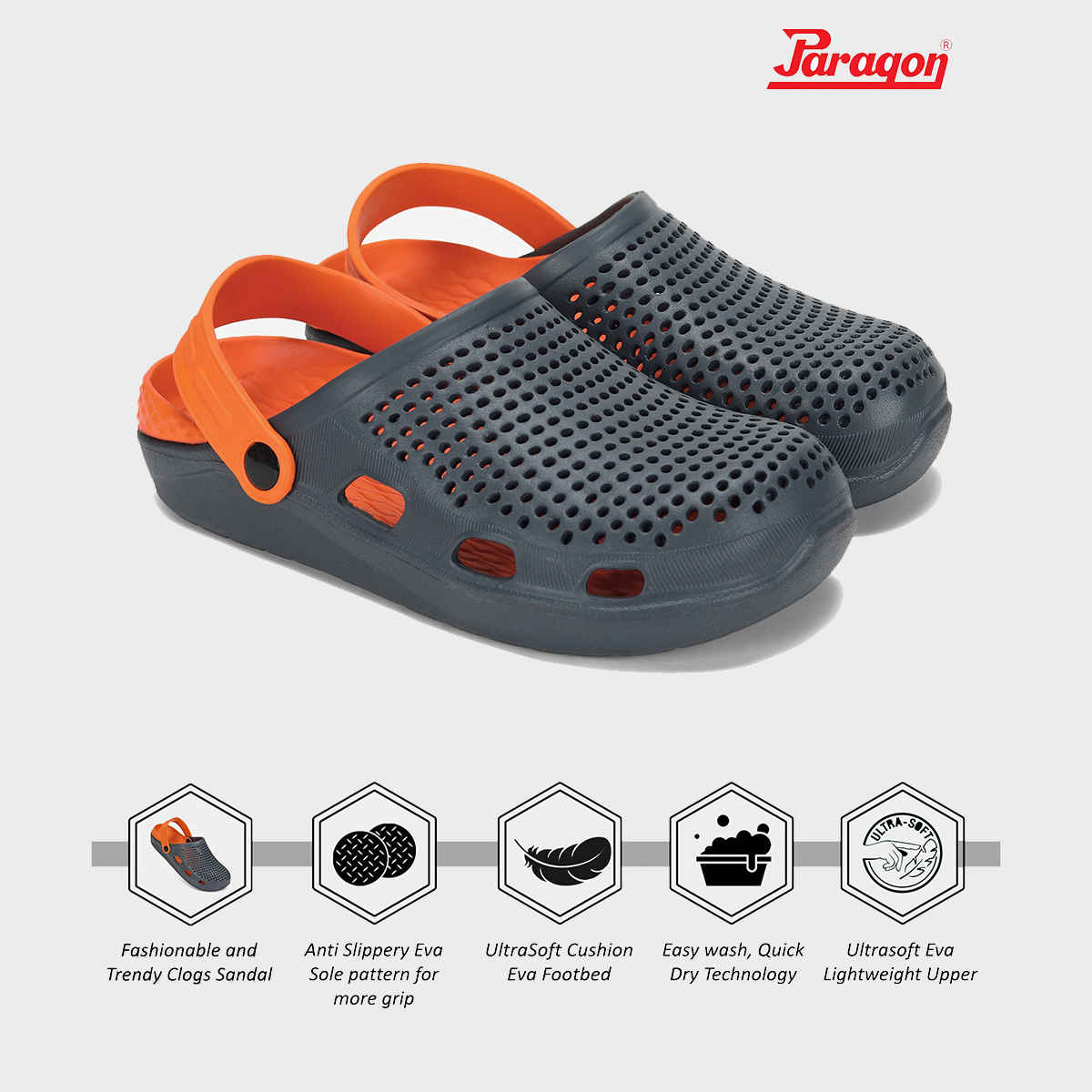 Paragon Men's Grey Eva Clogs EVK10916G UK 9