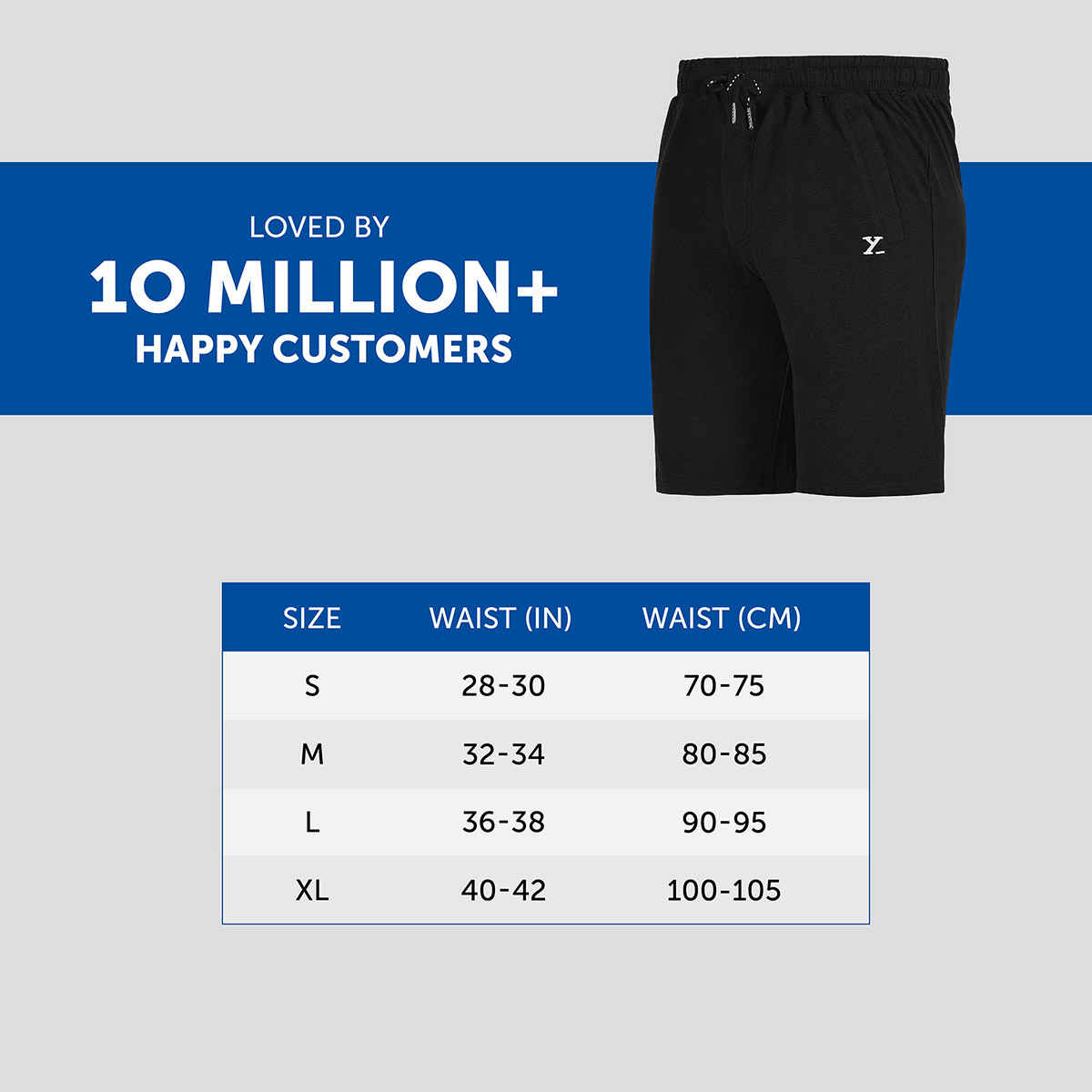 XYXX Ace Cotton Modal solid Shorts | 2 Side Pocket with zip | Black- S