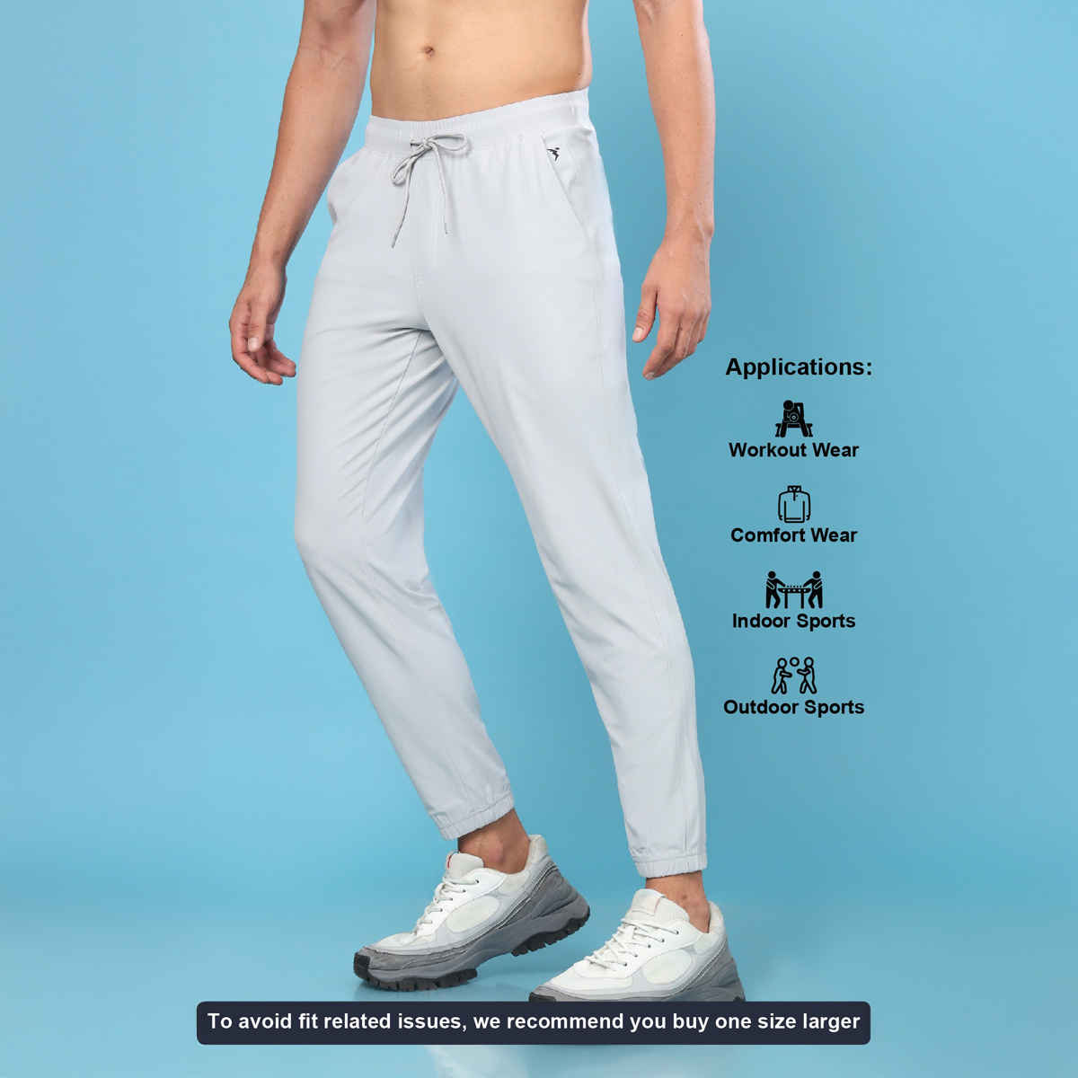 Technosport Men Poly Solid Relaxed Fit Sports Joggers with ELASTO PLUS | Lunar Grey | XL