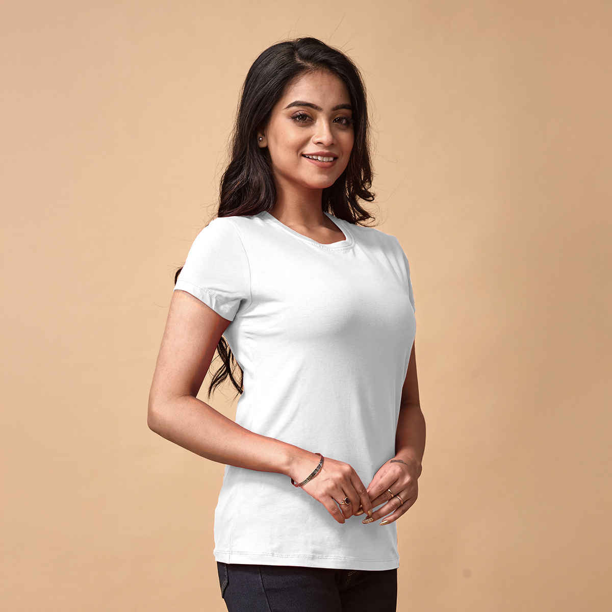 Lyra Women's T-shirt Round Neck Solid | White - XL