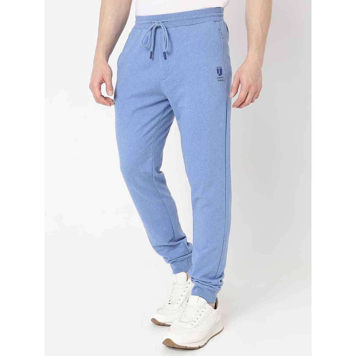 Underjeans by Spykar Men's Pure Cotton Pyjama | Blue Melange - XL