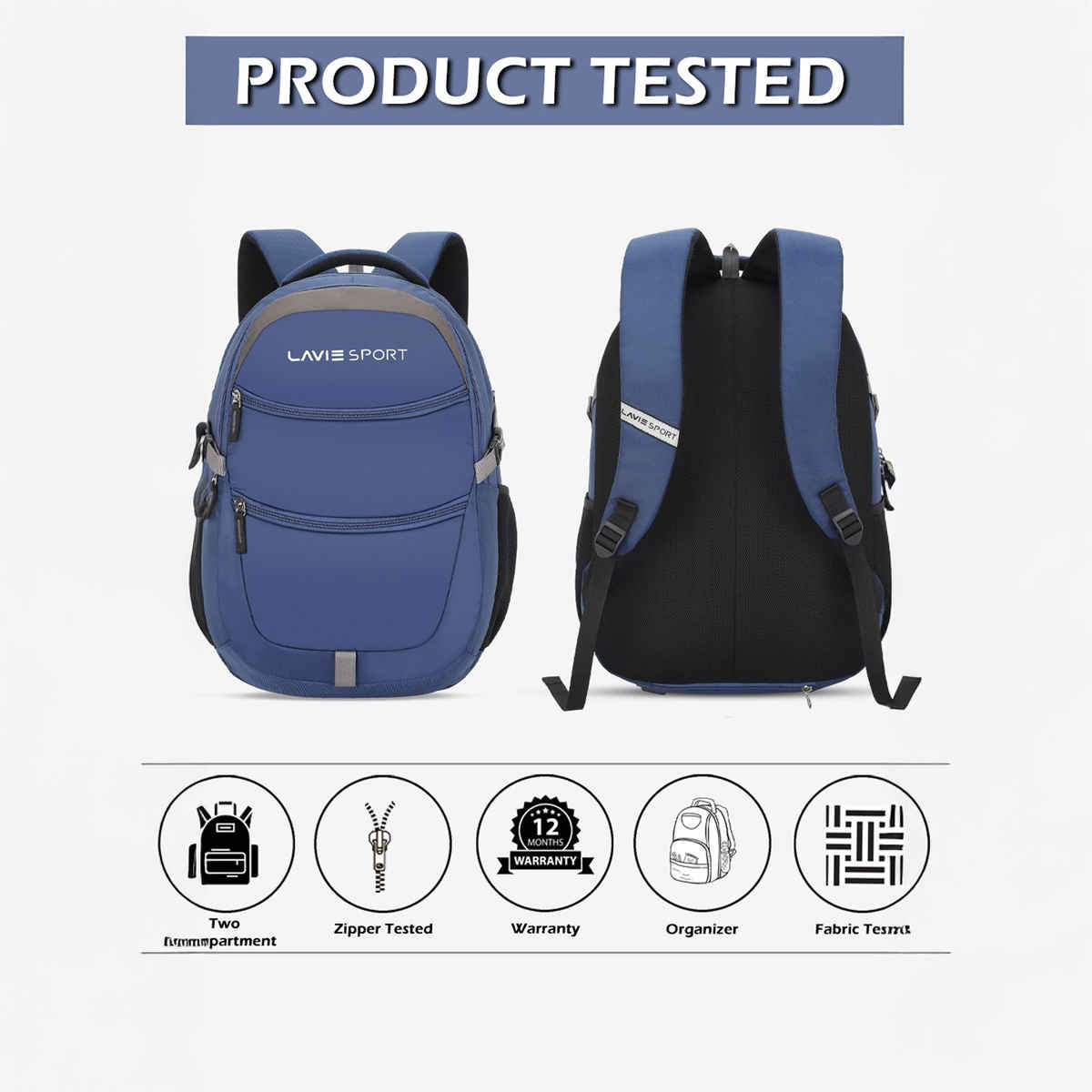 Lavie Sport Unisex Solid Polyester Padded Grab Handle Laptop Backpack | Navy | M (31 x 20 x 46 cm)