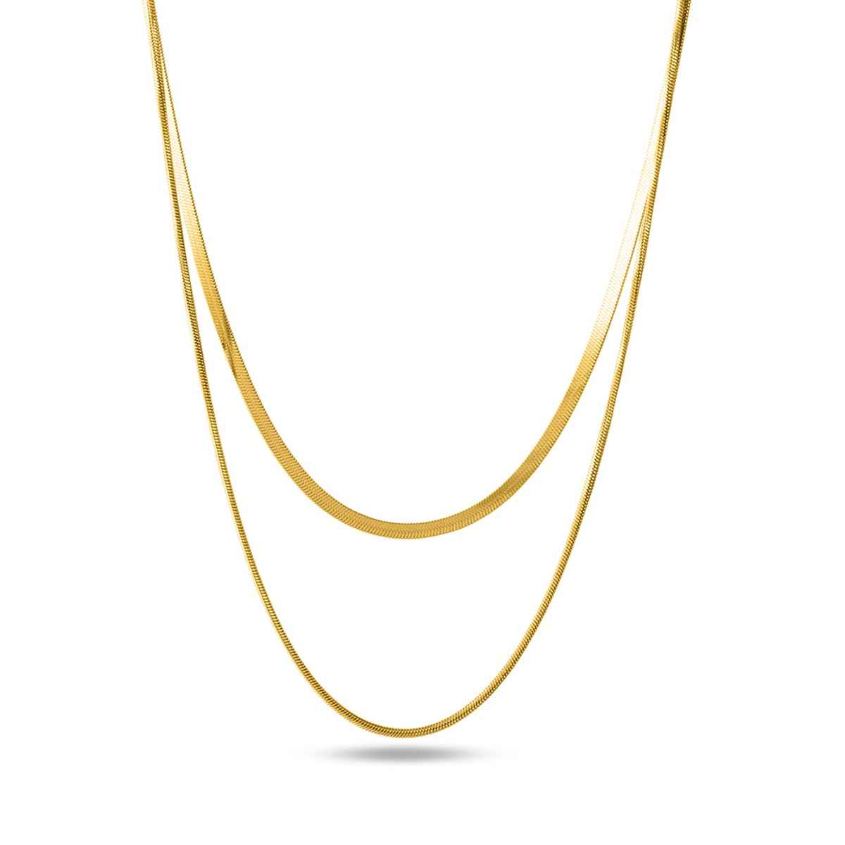 Palmonas Plain Chain Two Layer Necklace For Womens | Waterproof And Anti-Tarnish