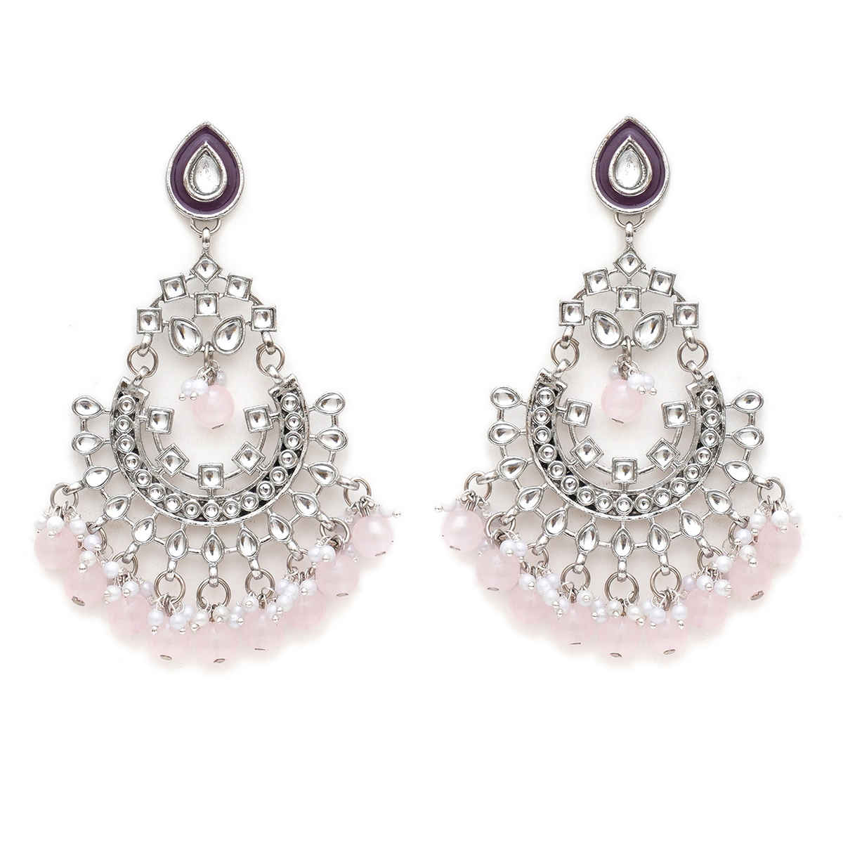 Karatcart Women's Oxidised Earrings Pink and Purple One Size | 33015824