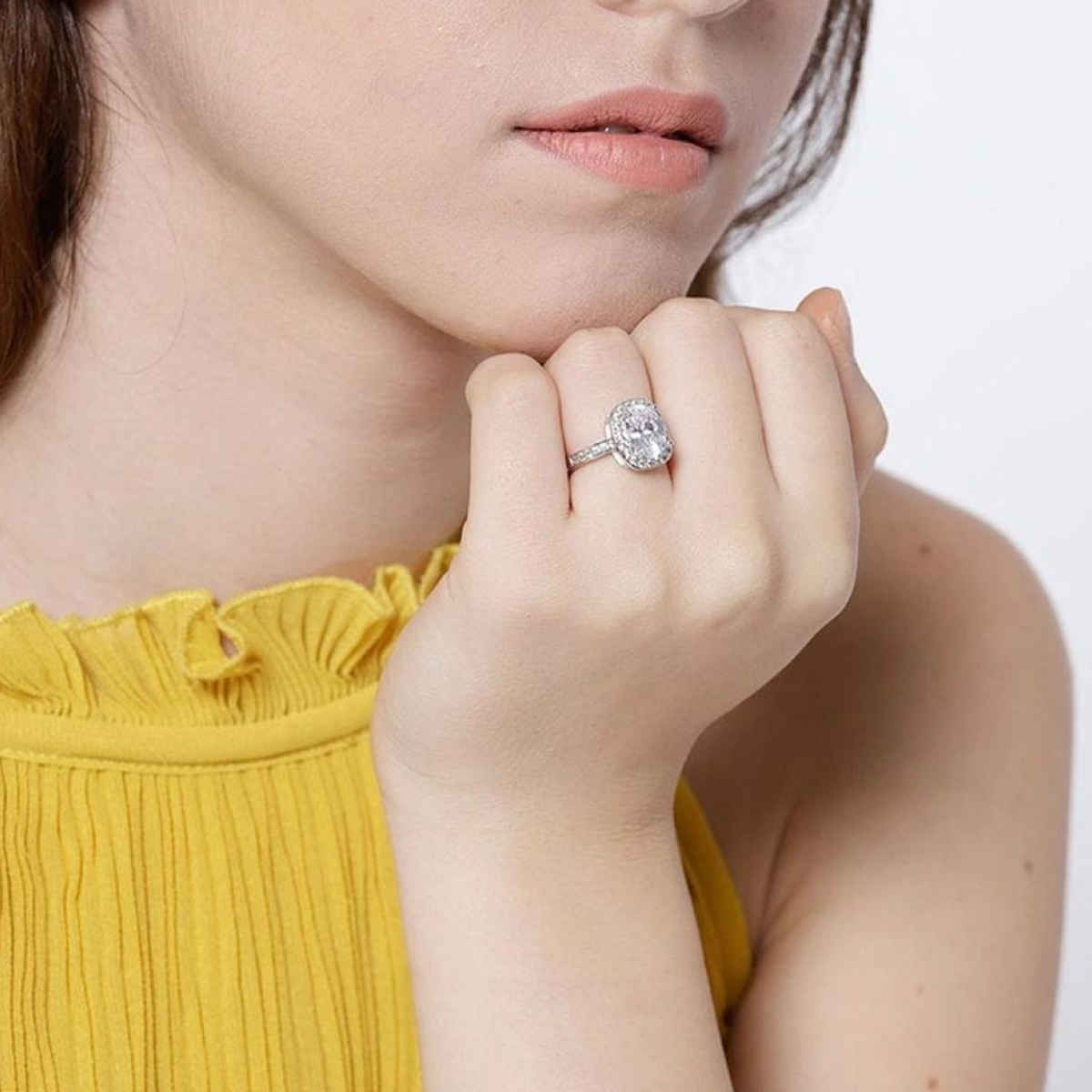 YouBella Jewellery Solitaire Crystal Silver Plated Ring For Women - Silver