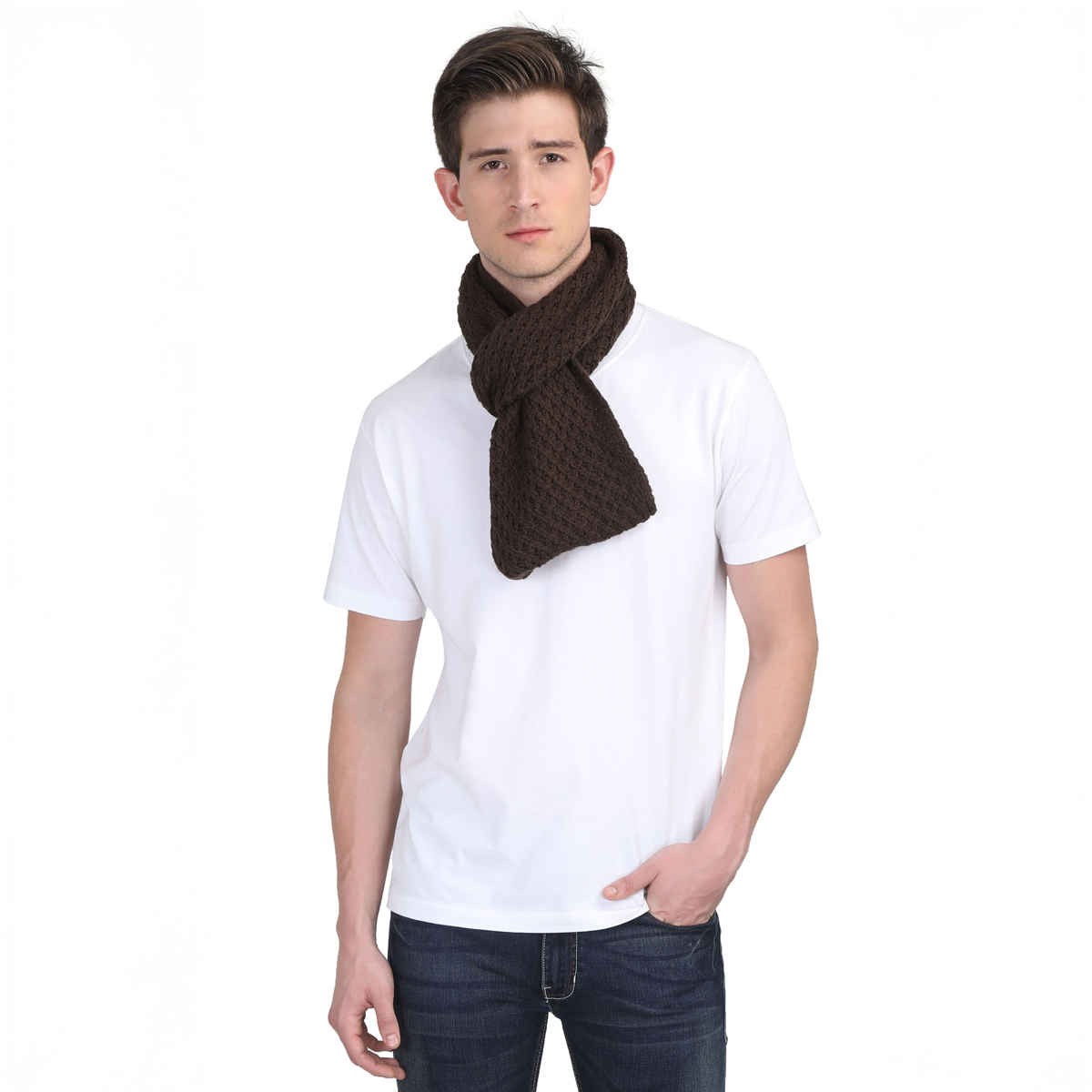 Fabseasons Men's Acrylic Muffler | Dark Brown - Free Size