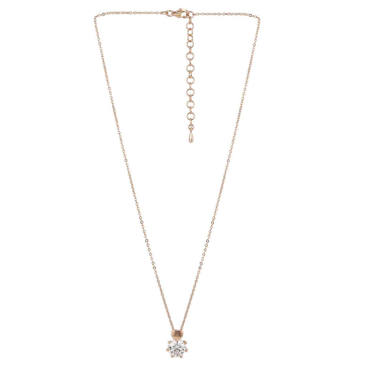 Carlton London 18kt Rose Gold Plated with Solitaire Pendant and Chain | FJN2304