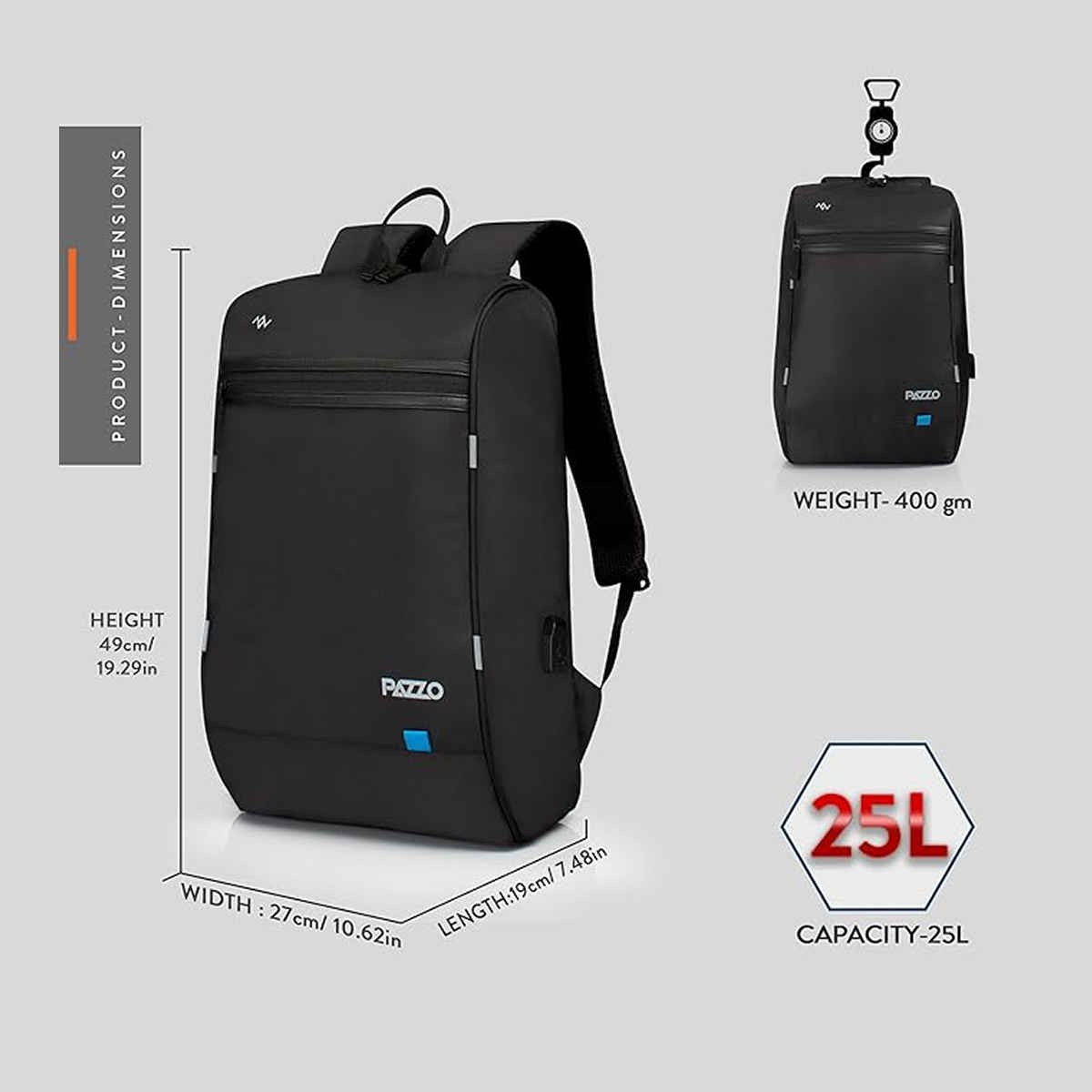 Lunar's Unisex Solid Polyester 25 L Laptop Backpack | Black - 15.6 Inches