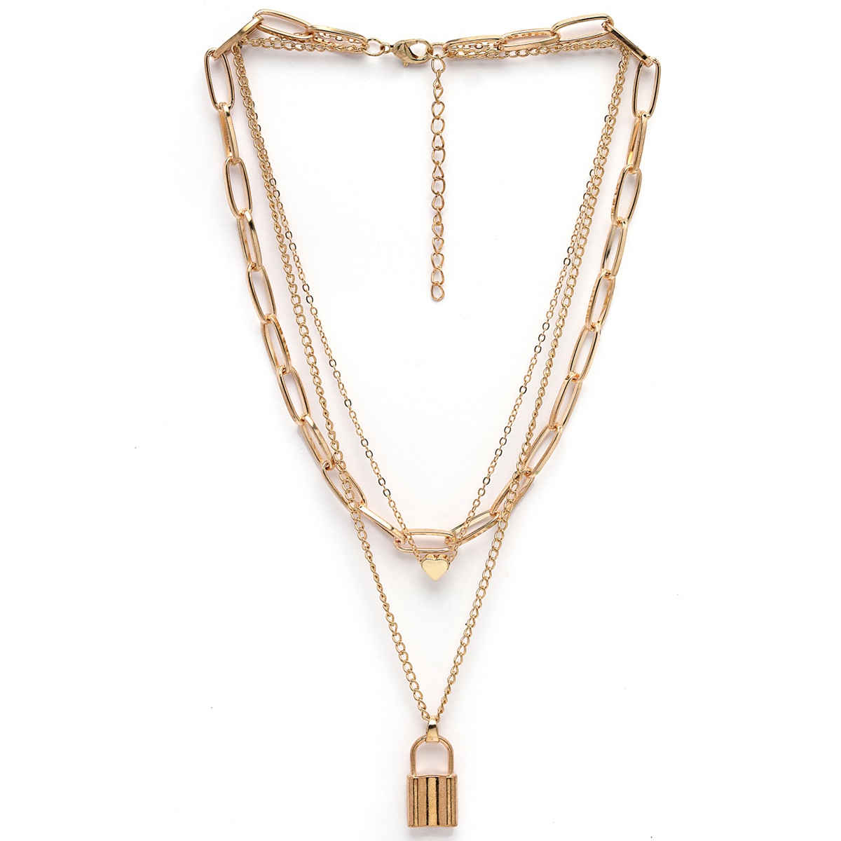 Scintillare By Sukkhi Western Style Gold Plated Heart Lock Pendant Necklace For Women