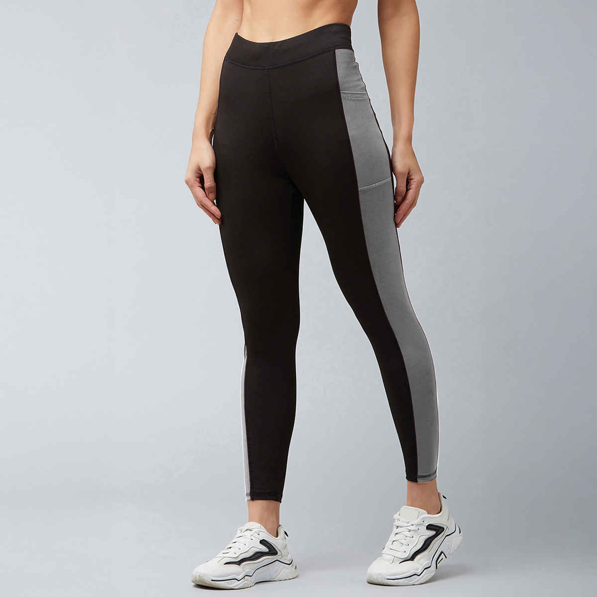 Blinkin Women's Gym Pants & Tights - Black | Grey | With Side Pockets | Ideal For Yoga | M