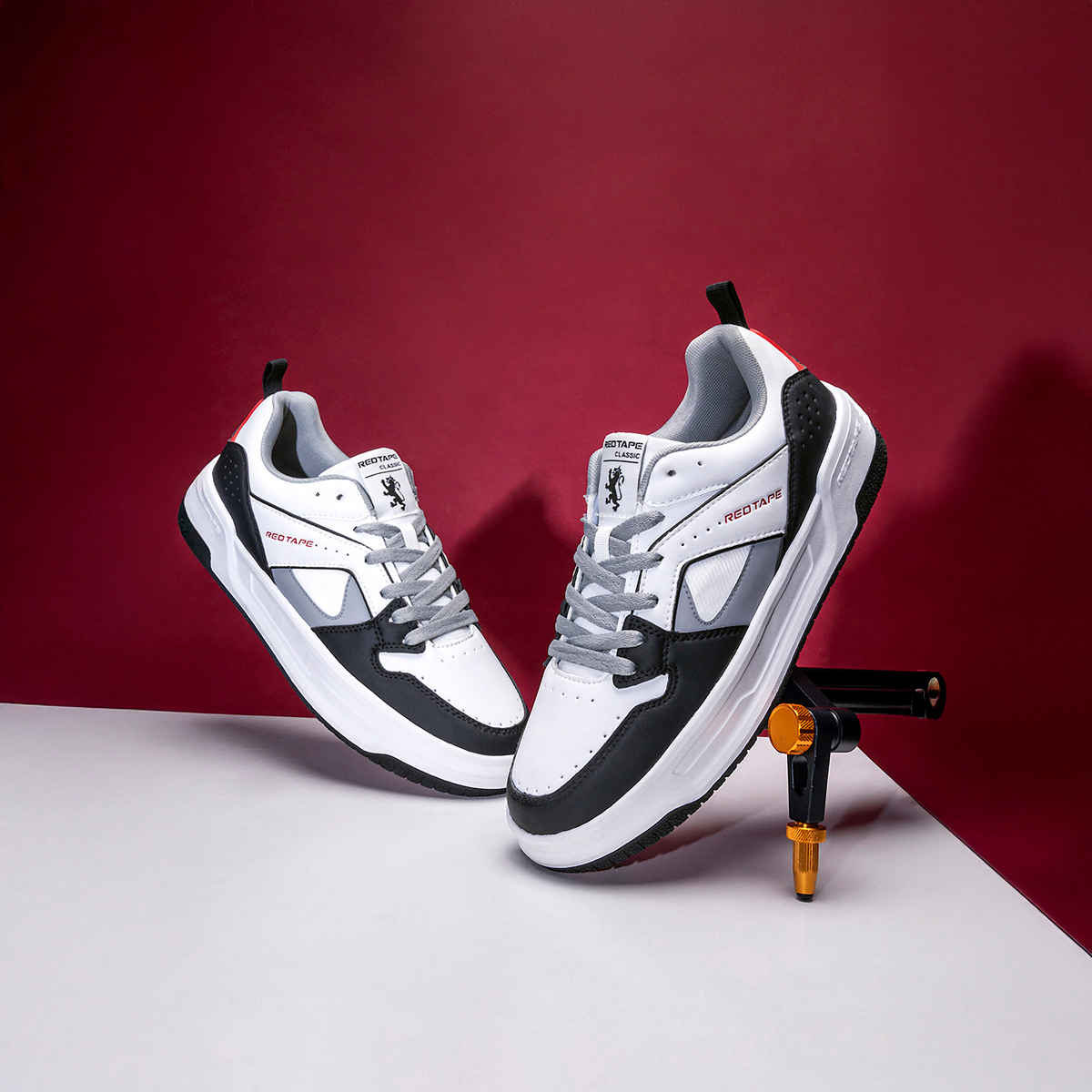 Red Tape Men's Sneakers | RSL0182M | White and Black - UK 10