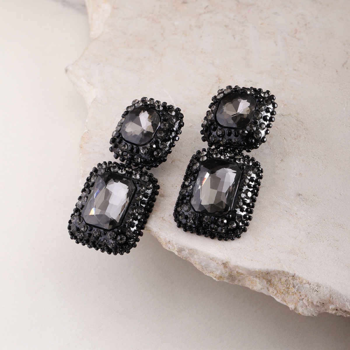 YouBella Jewellery Earrings for Women Crystal Earrings for Girls and Women (Black)