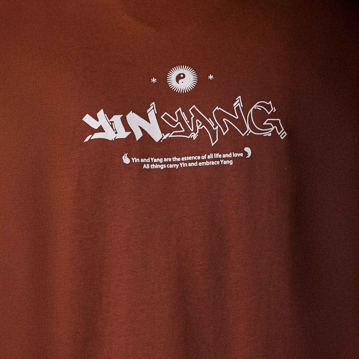 The Indian Garage Co Men's Placement Print Casual T-Shirt | Brown - S