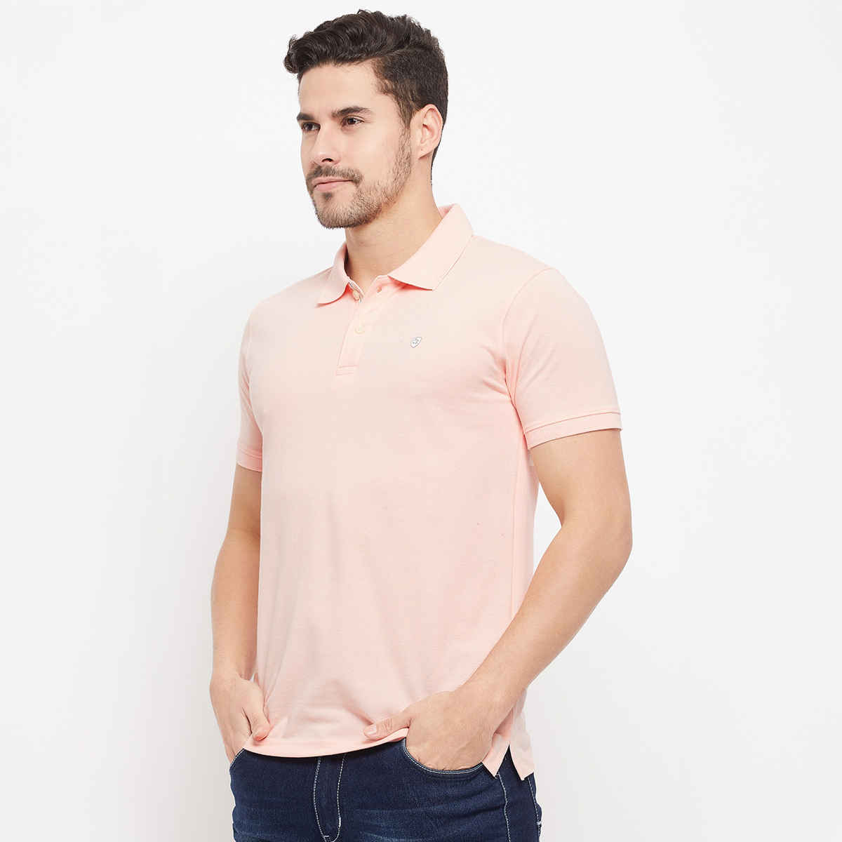 Cantabil Men's Polo Collar T-shirt | Pink - M